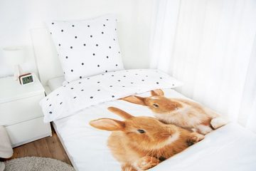 Kinderbettwäsche Herding Bettwäsche mit Kaninchen 135 x 200cm 100%Baumwolle, Herding