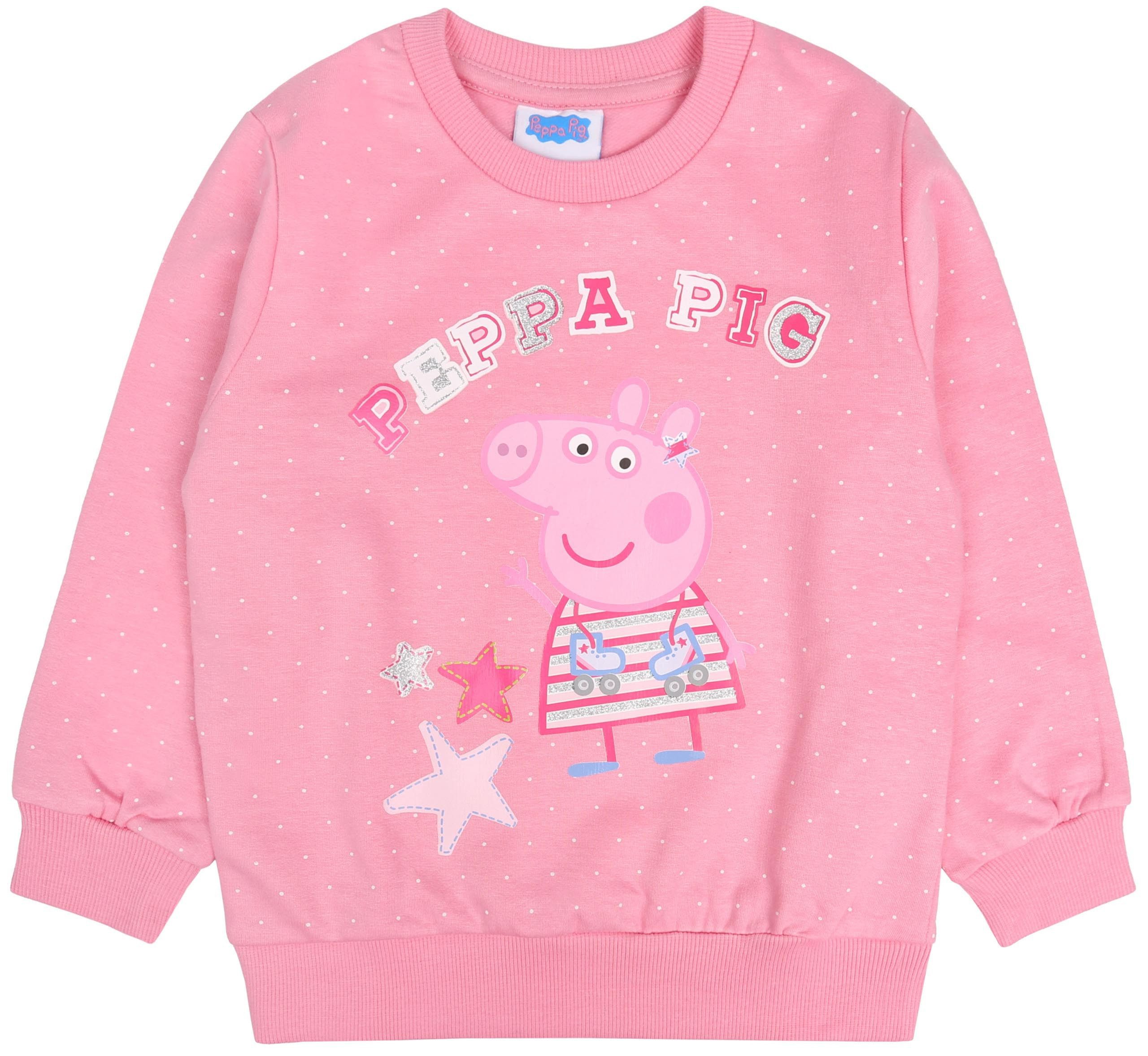 Peppa Pig Sweatshirt Pinker getupfter Pullover mit Motiv von Peppa Wutz 3-4 Jahre