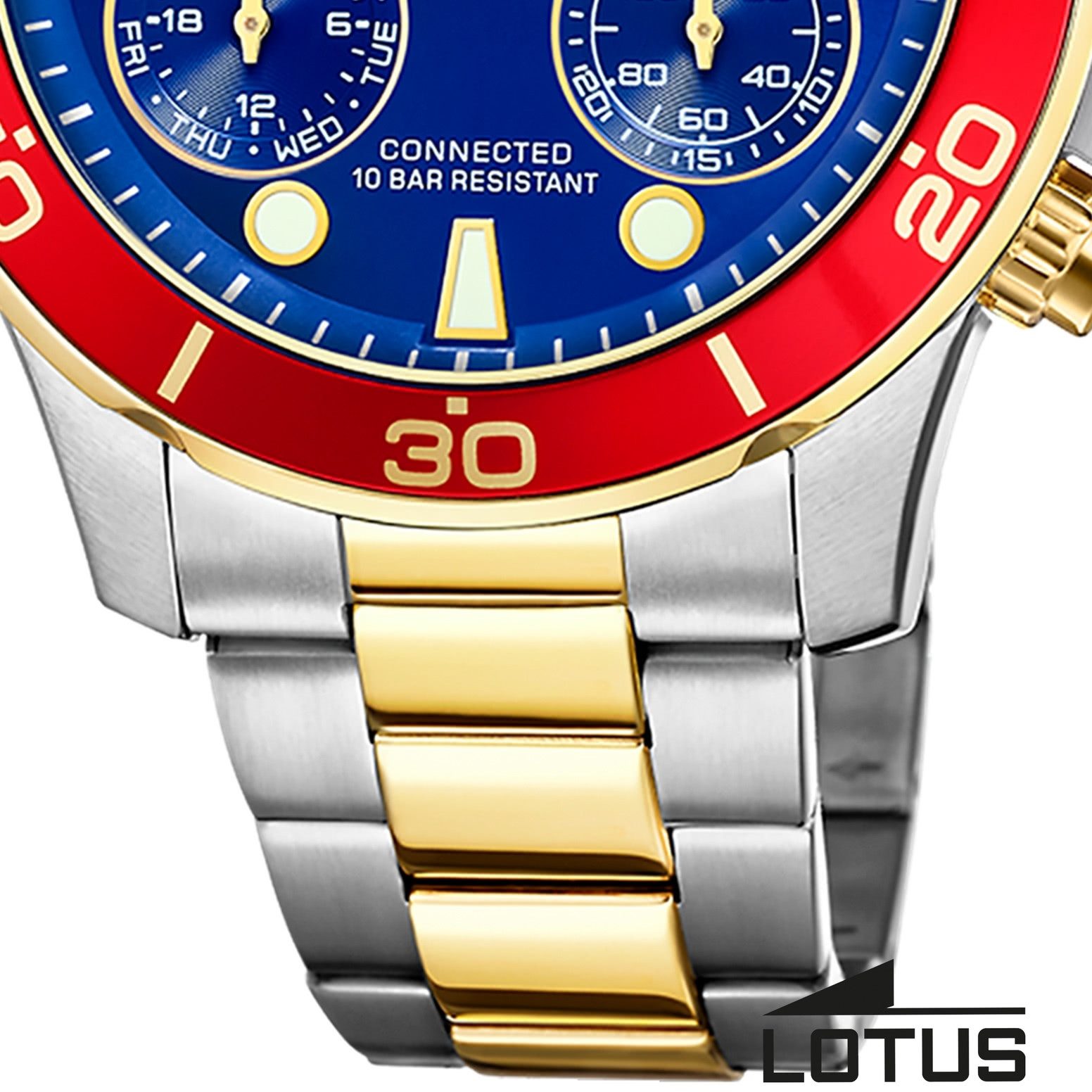 Lotus Chronograph Lotus Herrenuhr Edelstahl silbergold, (Chronograph), Herren Armbanduhr rund, groß (ca. 44,5mm), Edelstahl