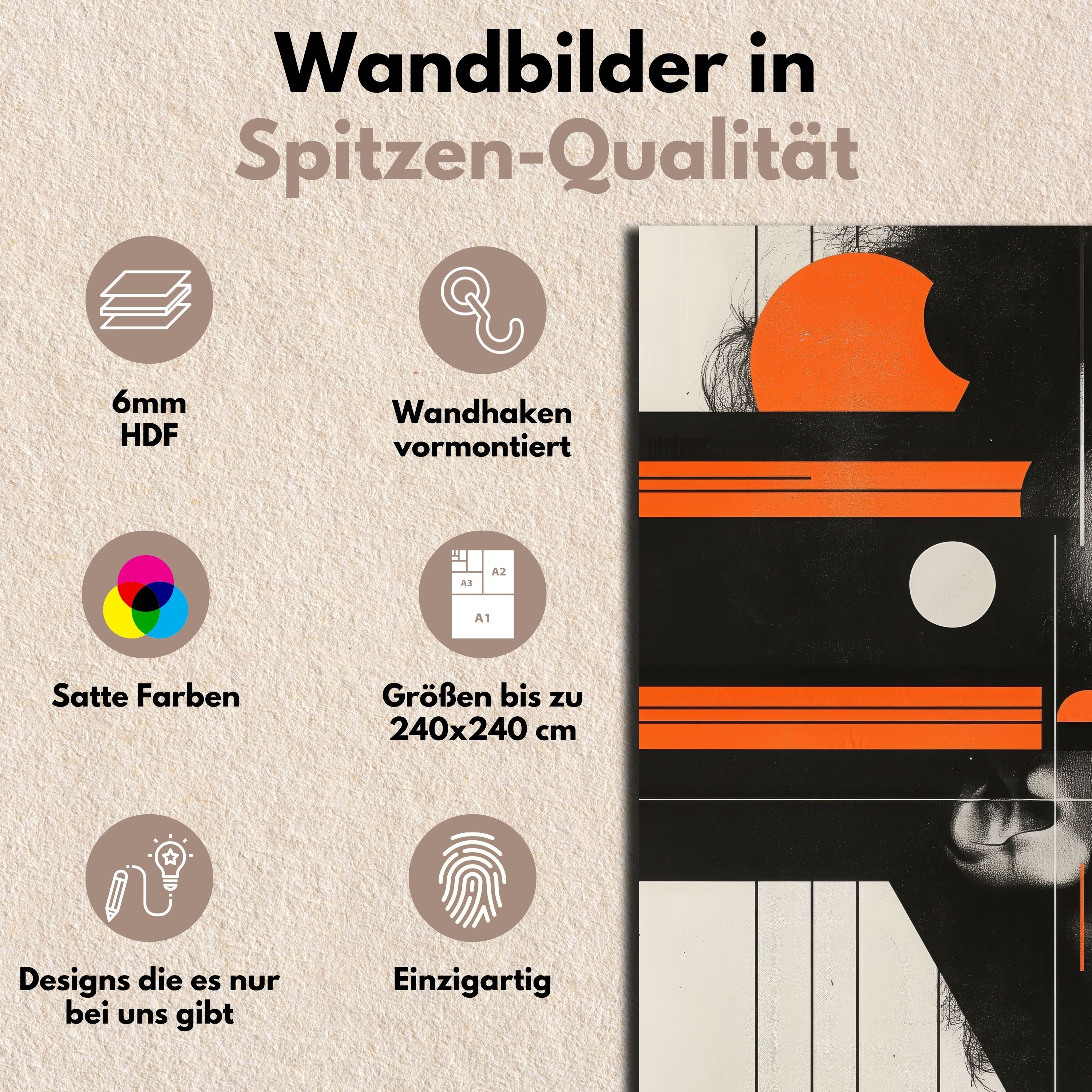 DARO Design Leinwandbild Modern Abstrakt Wandbilder XXL Wandbild Wand Deko Leinwand Bilder, (Gesicht Frau Orange - Bild Groß Wohnzimmer Schlafzimmer Küche Esszimmer Einteilig Querformat Fotodruck Leinwände Wanddeko Abstrakte Kunst Boho), 30x20cm