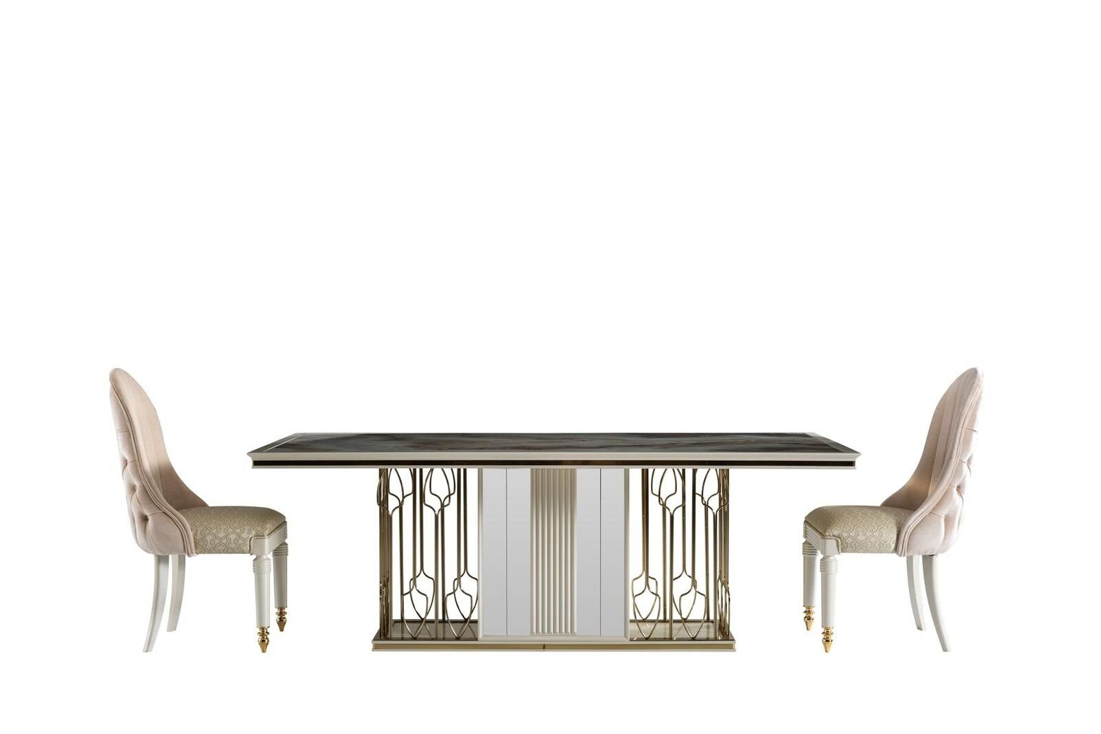 JVmoebel Esszimmer-Set Esszimmer Set Weiß Design 4x Schön Stühle Elegantes Esstisch Modern