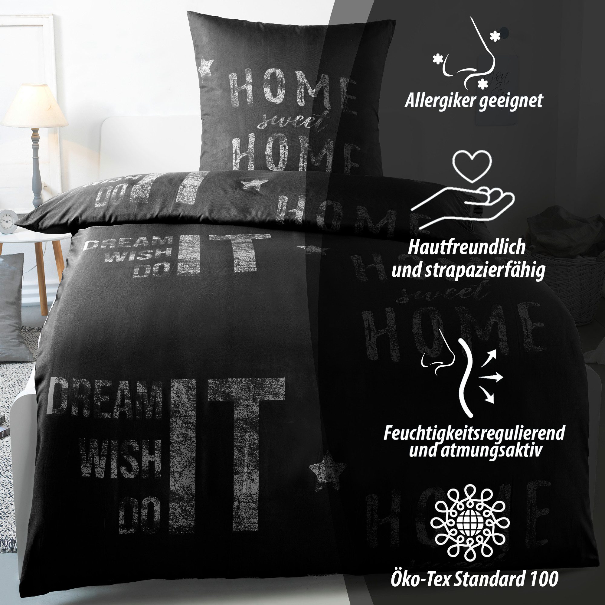 Kuscheli Bettwäsche 135x200 + 80x80 cm atmungsaktiver Bettbezug, moderne De günstig online kaufen