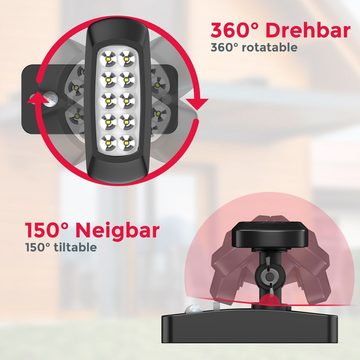 B.K.Licht Gartenstrahler LED Außen-Wandstrahler 15x14cm Solar-Panel IP44 0,6W schwarz - BKL1213, LED fest integriert, Kaltweiß, 6500K Solarlampe Außenleuchte Bewegungsmelder Dämmerungssensor Fassade