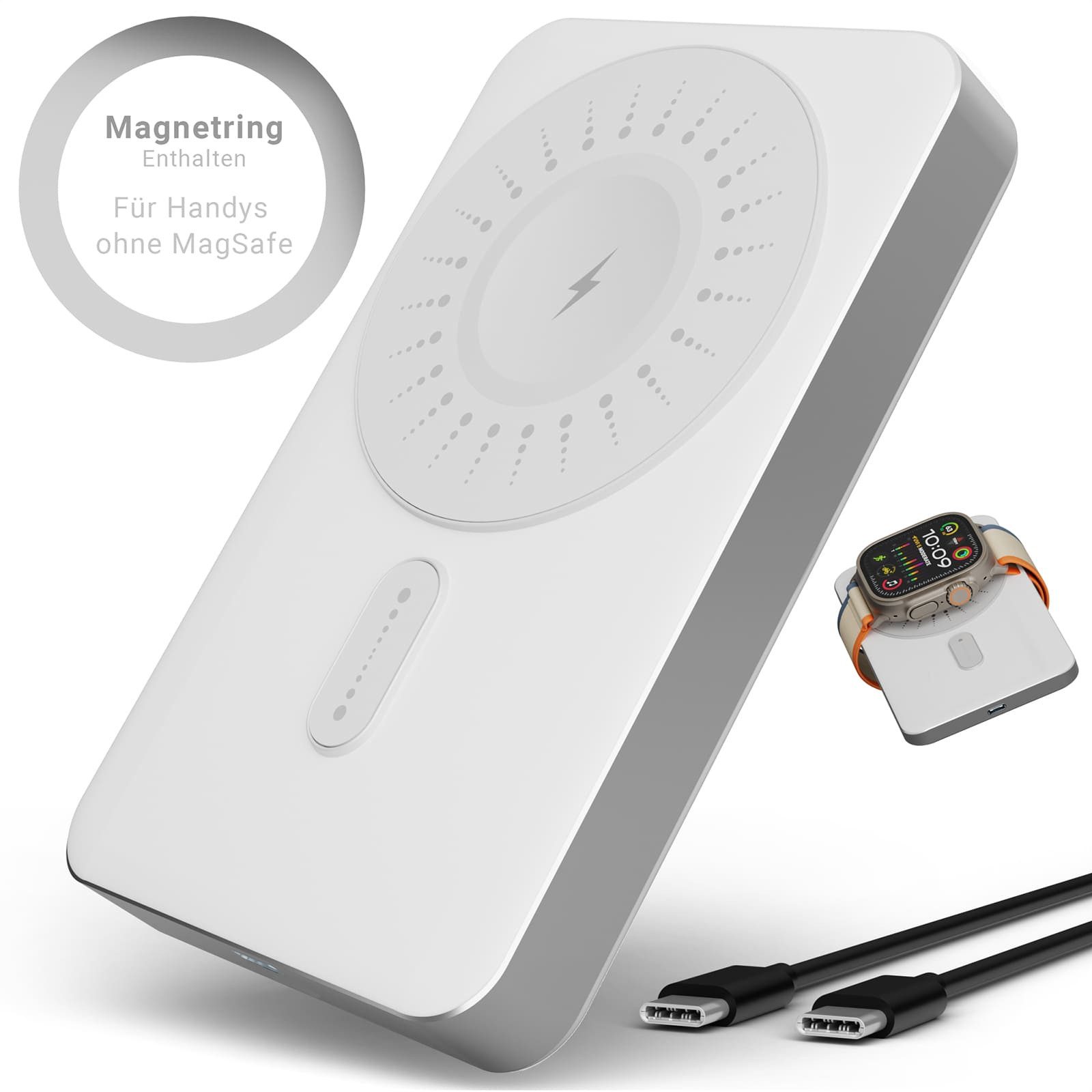 GreenHec Powerbank MagSafe iPhone 17 16 15 14 13 12 Pro Max Power Bank Wireless Powerbank MagSwift Duo Powerbank A 10000 mAh (1,5 V), Magnetische 10000mAh 5000mAh Induktiv Batterie Kabellos Laden Slim Air