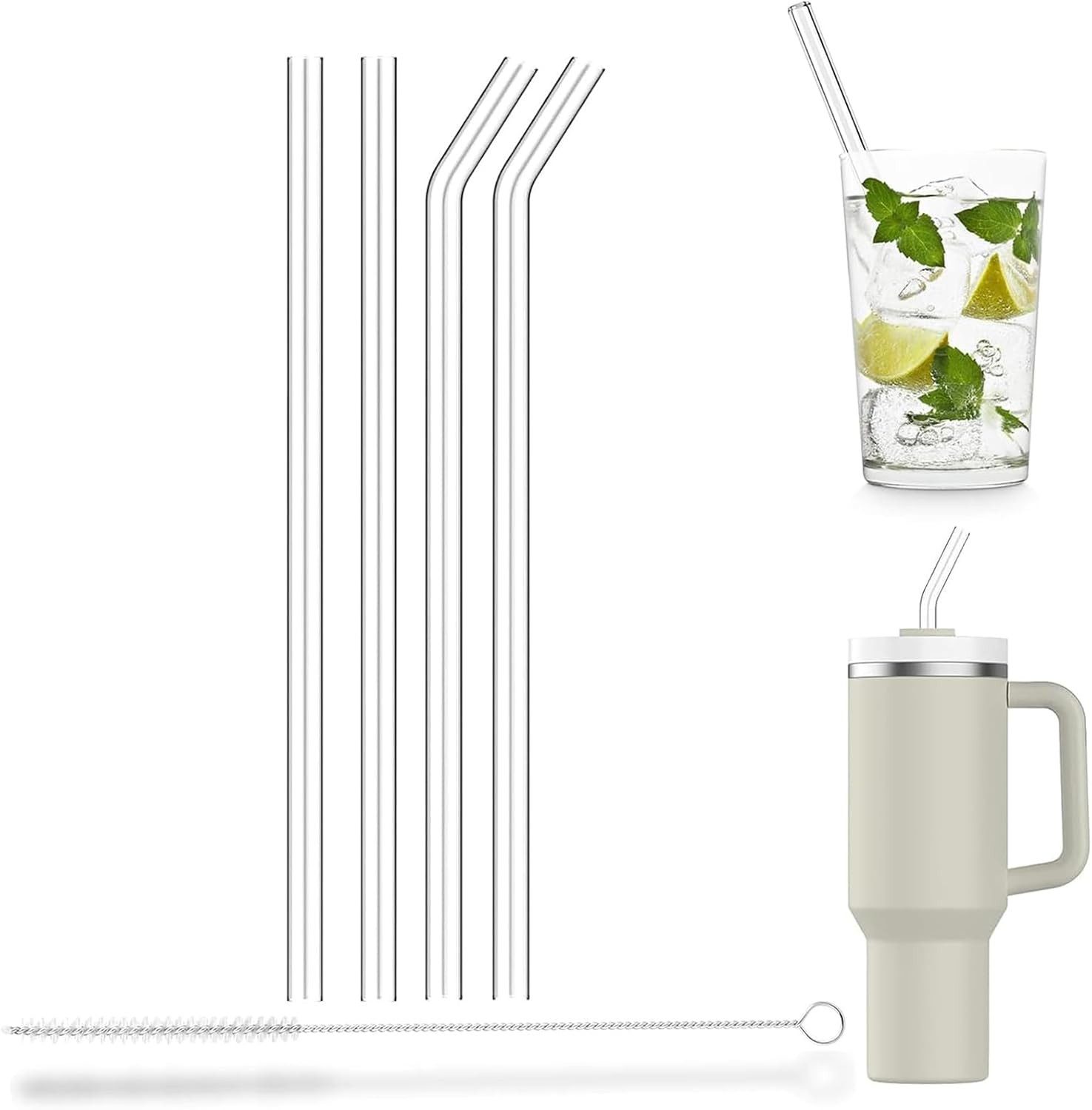 FELIXLEO Küche Pack 4 Glasstrohhalme Lang, günstig online kaufen