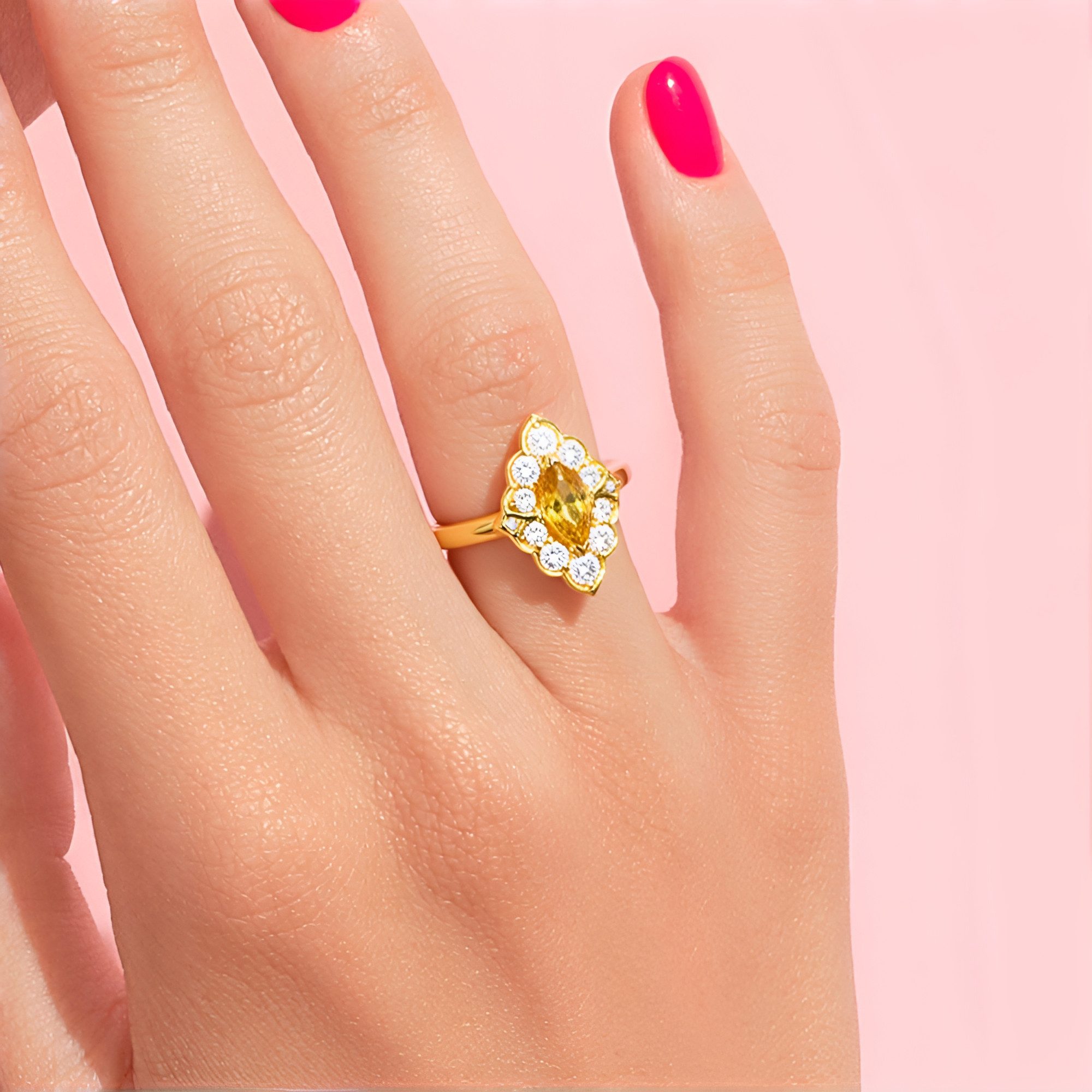 Cavill Silberring Cavill Ring Sterlingsilber vergoldet mit 0,84 ct Gelbzirkon & Zirkonen (1-tlg)