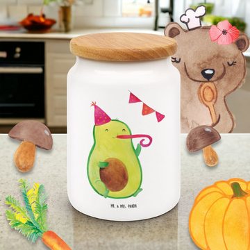 Mr. & Mrs. Panda Vorratsdose Avocado Party Zeit - Weiß - Geschenk, Glücklich, Happy Birthday, Aufb, Keramik, (1-tlg), Premium Farbdruck