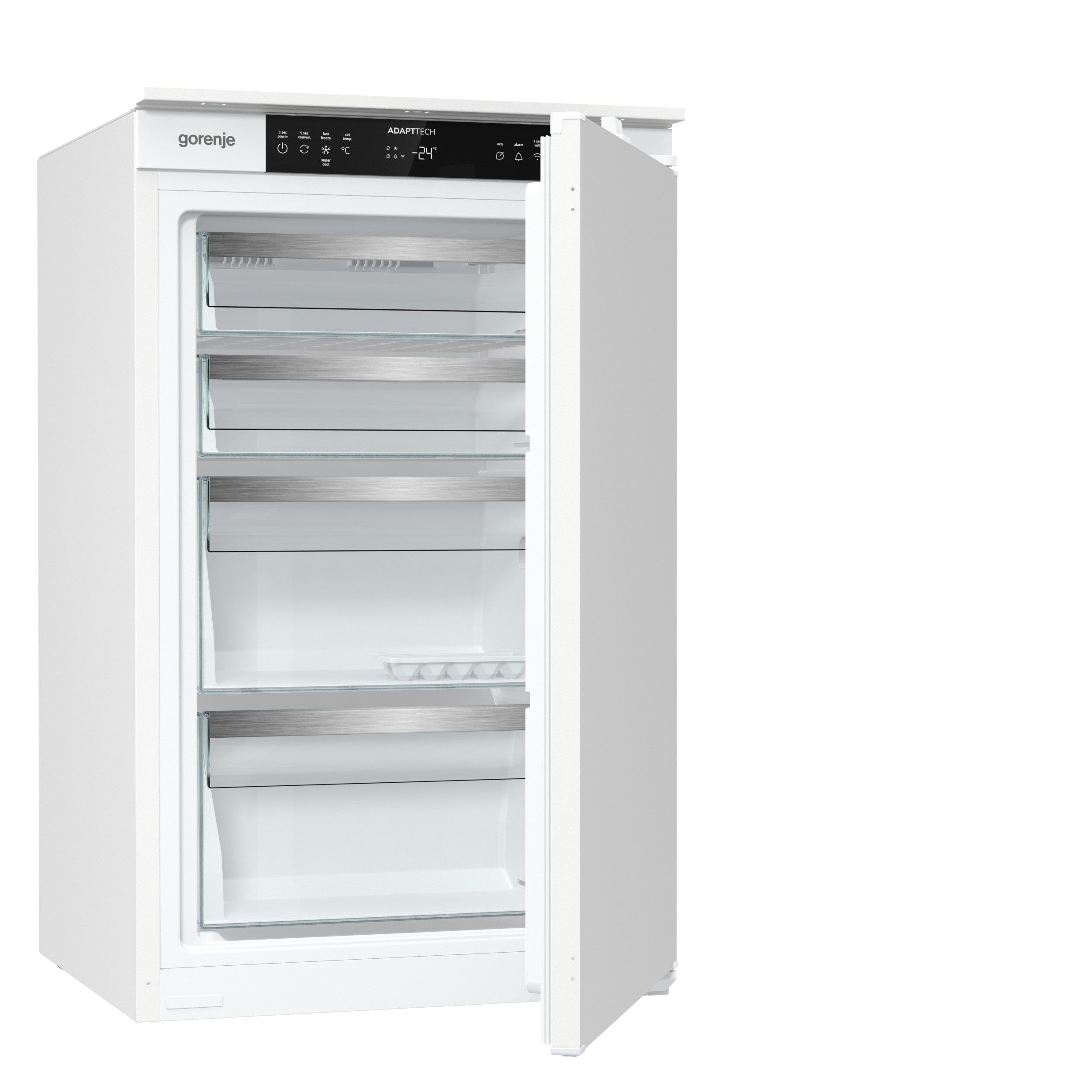 GORENJE Einbaugefrierschrank FNCI508E61EWF, 87,5 cm hoch, 54 cm breit, Einbaugefrierschrank, 88cm Nische, Schlepptür, Display, Wifi, NoFrost