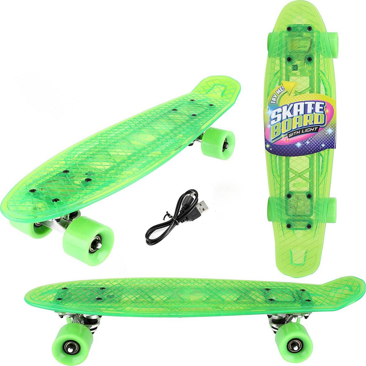 Toi-Toys Skateboard Skateboard mit Licht, 55 cm, sechs Varianten