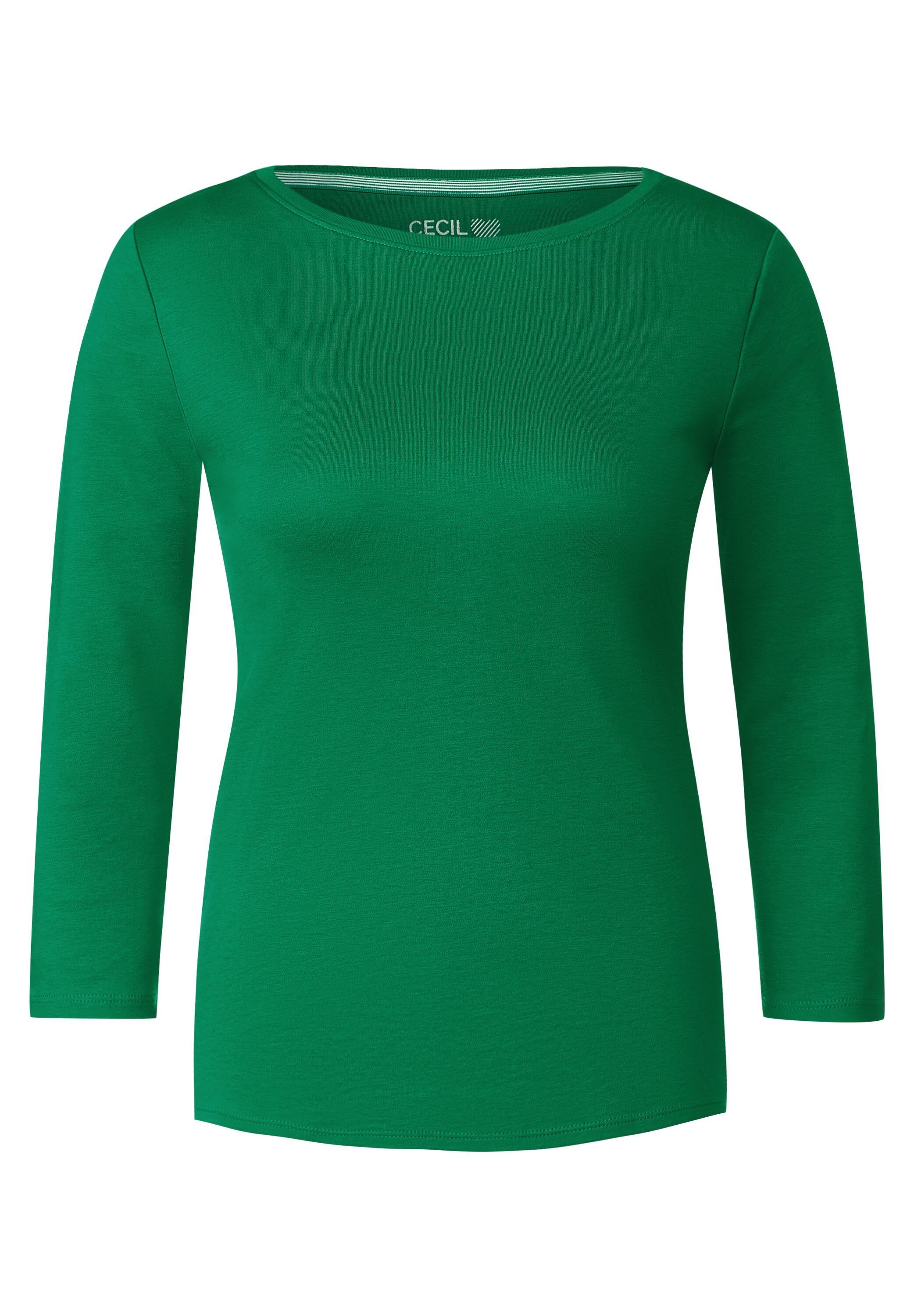 Basic in easy Shirt Unifarbe in 3/4-Arm-Shirt green Unifarbe Cecil