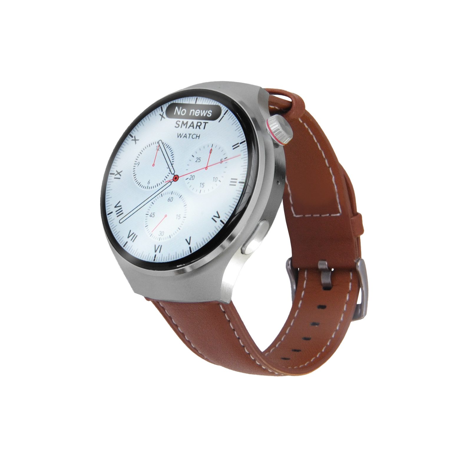 Leicke LEICKE APPLOID Smartwatch R9+ matt silber IP65, Metallgehäuse, Smartwatch (3,86 cm/1,5 Zoll), Kunstleder-Armband braun, Metall-Armband silber, Anzeige versch. Gesundheitsfunktionen, verschiedene Sportmodi