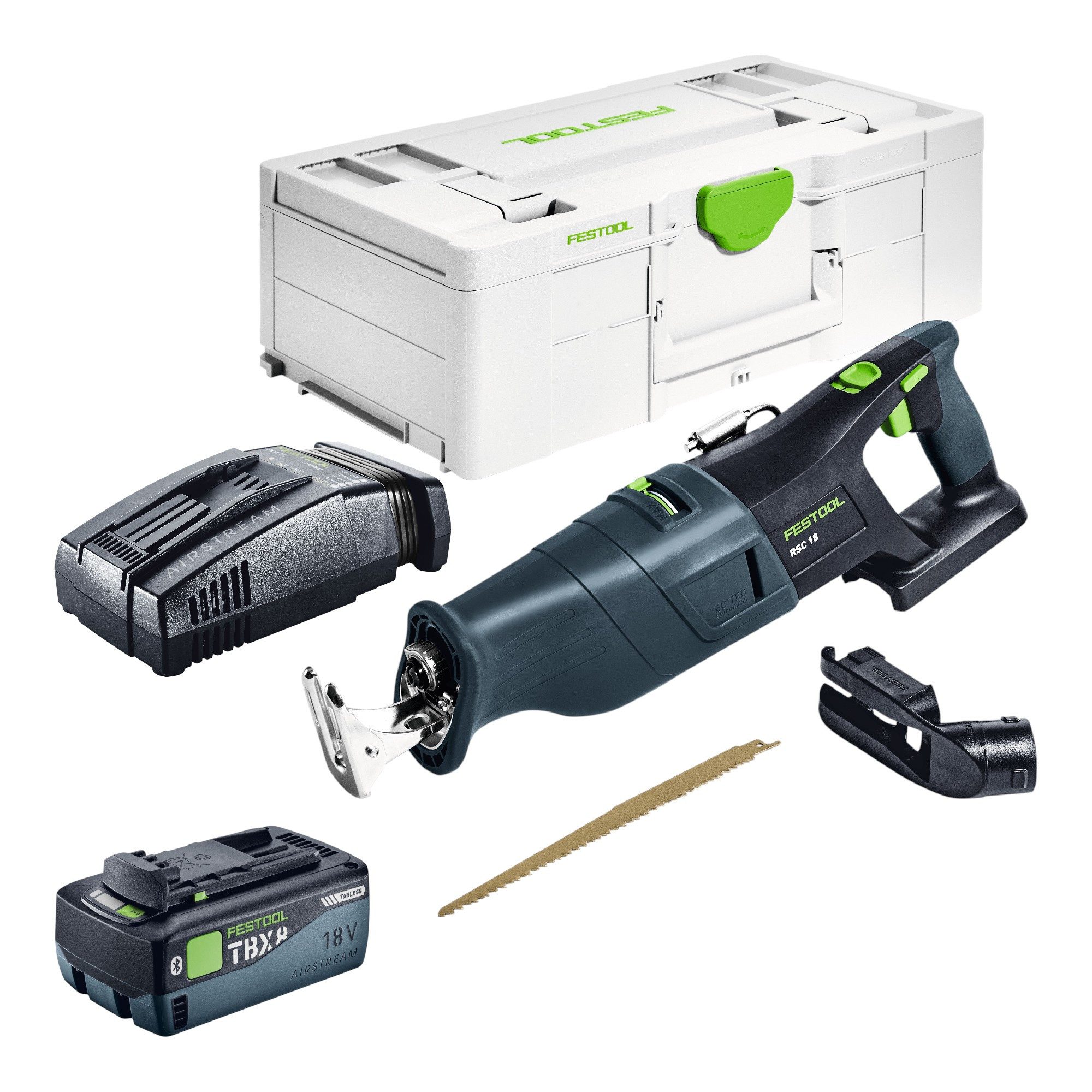 FESTOOL Akku-Reciprosäge RSC 18 EB-Basic Akku Säbelsäge 18 V Brushless + 1x Akku 8,0 Ah