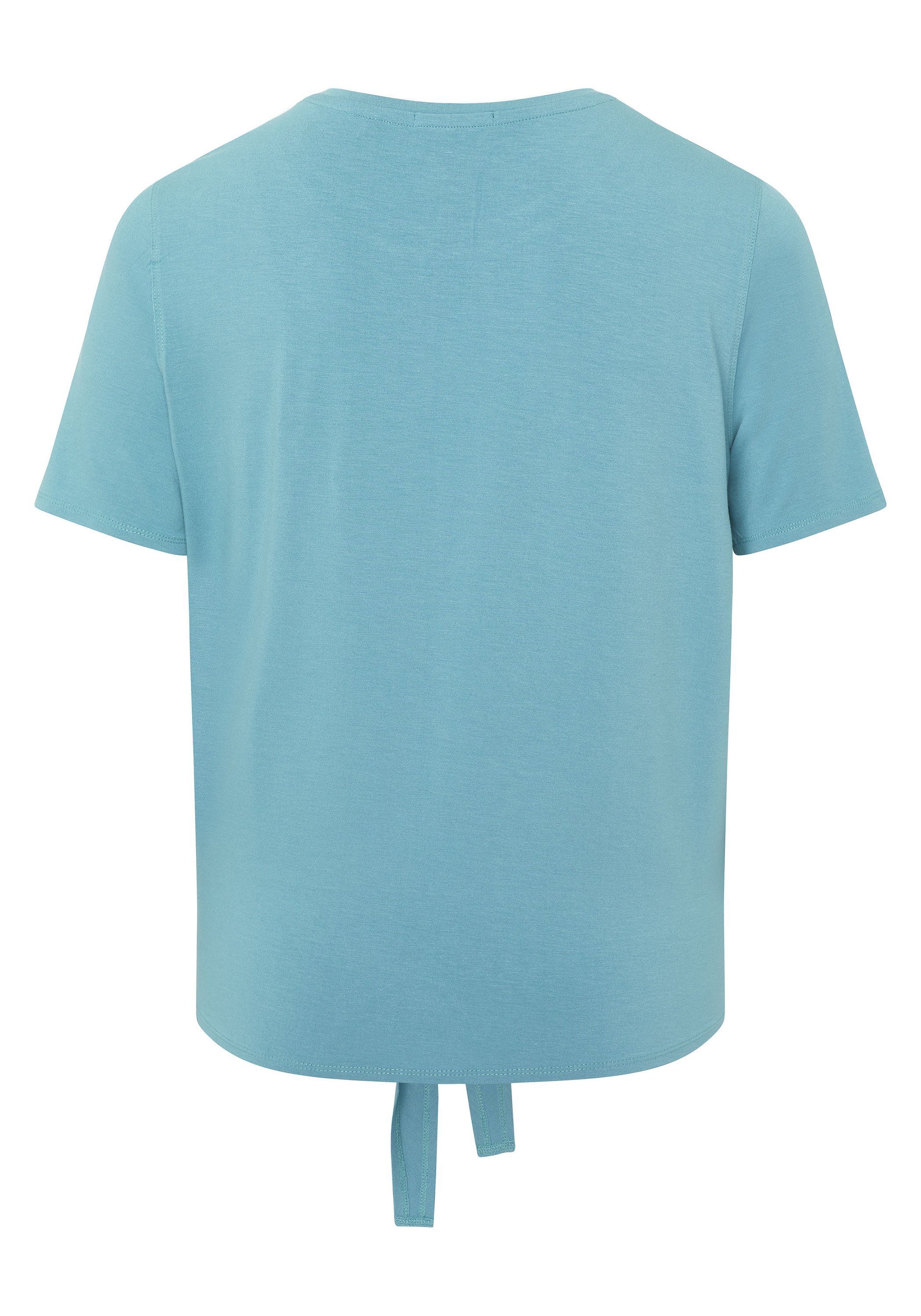Delphinium Chiemsee 1 zum Blue gecropptes Saum Print-Shirt Knoten T-Shirt mit 16-4519