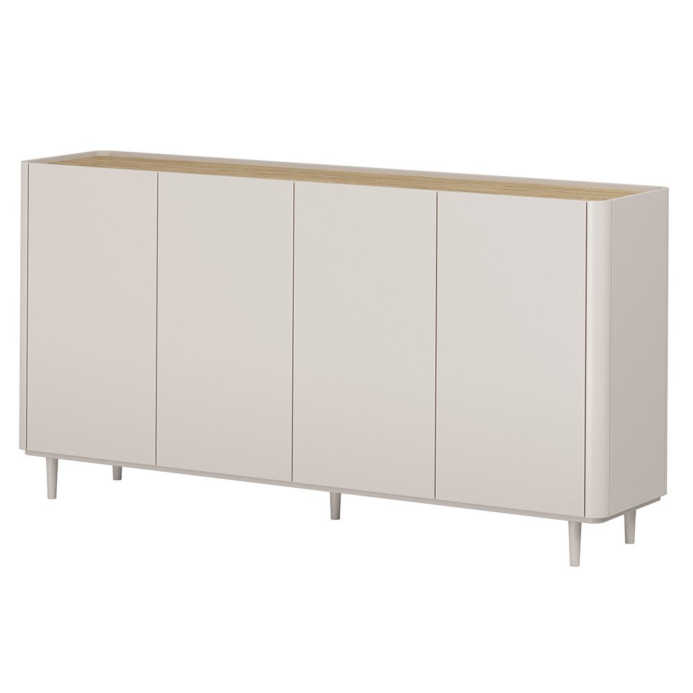 Lomadox Sideboard ELOY-141, Kaschmir Beige Eiche Dekor 200 cm Holzfüße Softclose