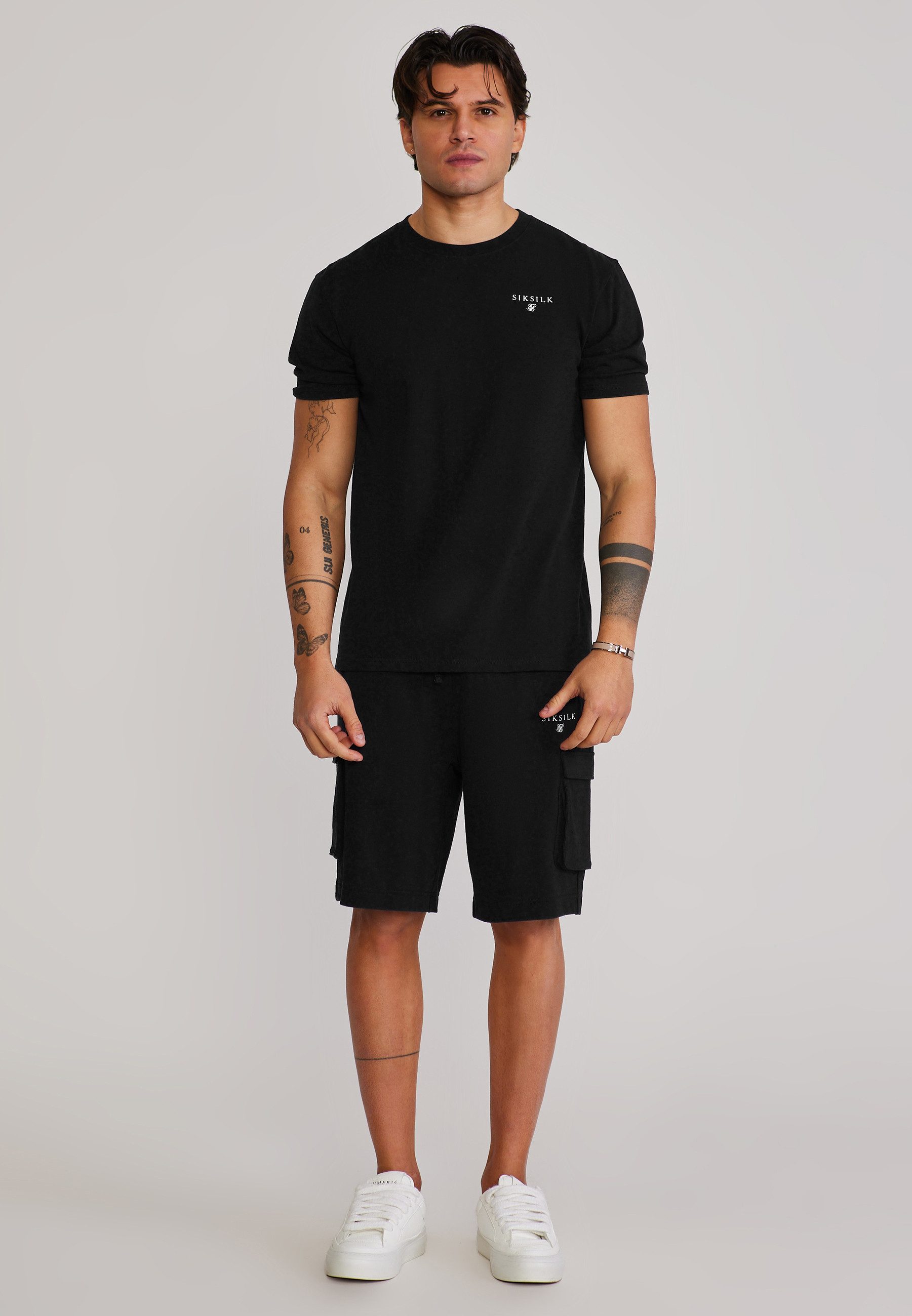 Sweatanzug SikSilk Herren Schwarz T-Shirt and Shorts Set