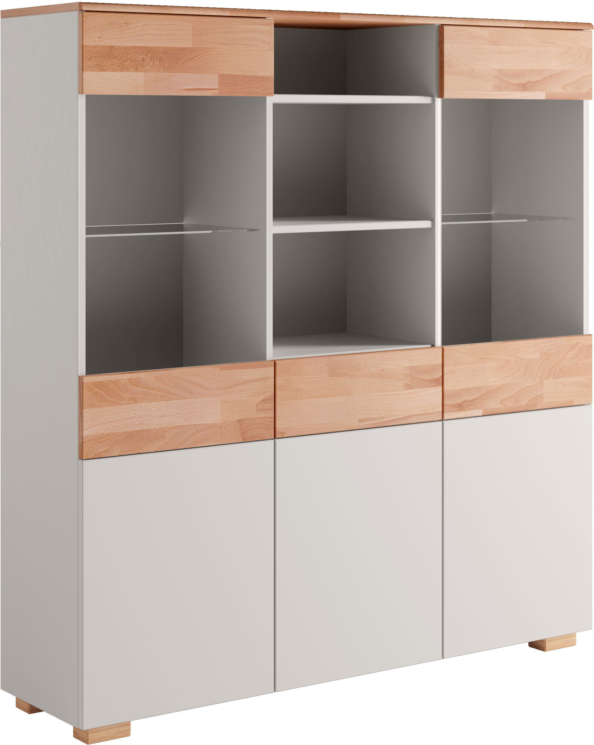 OTTO home Highboard Citra teilmassiv, Höhe 145cm, moderne grifflose Optik mit push to open Funktion