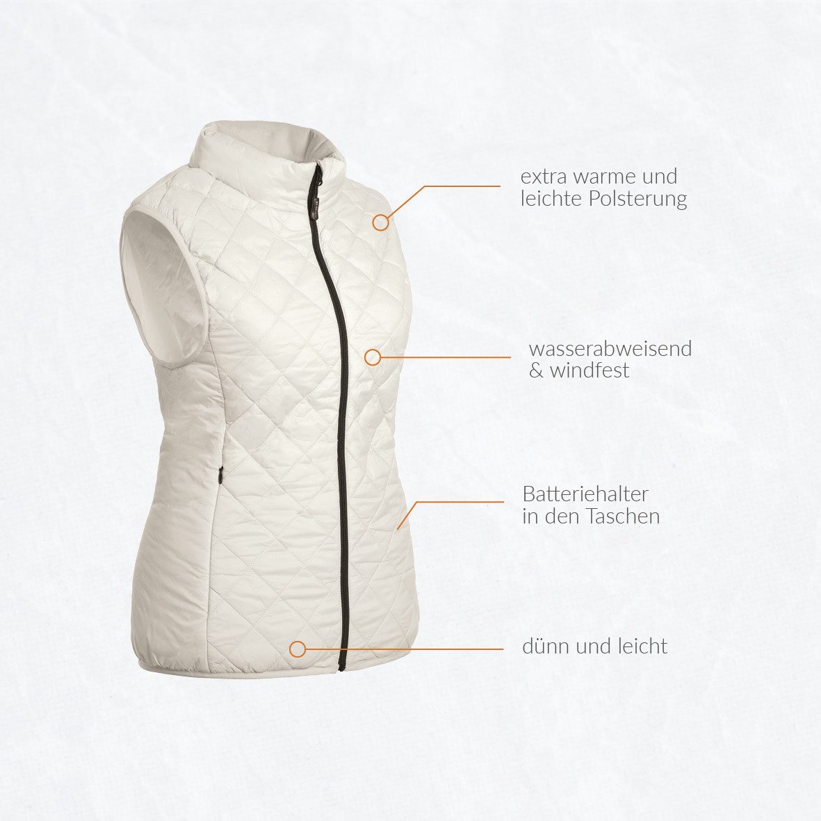 30seven Steppweste beheizte Weste Slim Fit - Taupe 5V Set inkl. 2 Powerbanks & Ladegerät