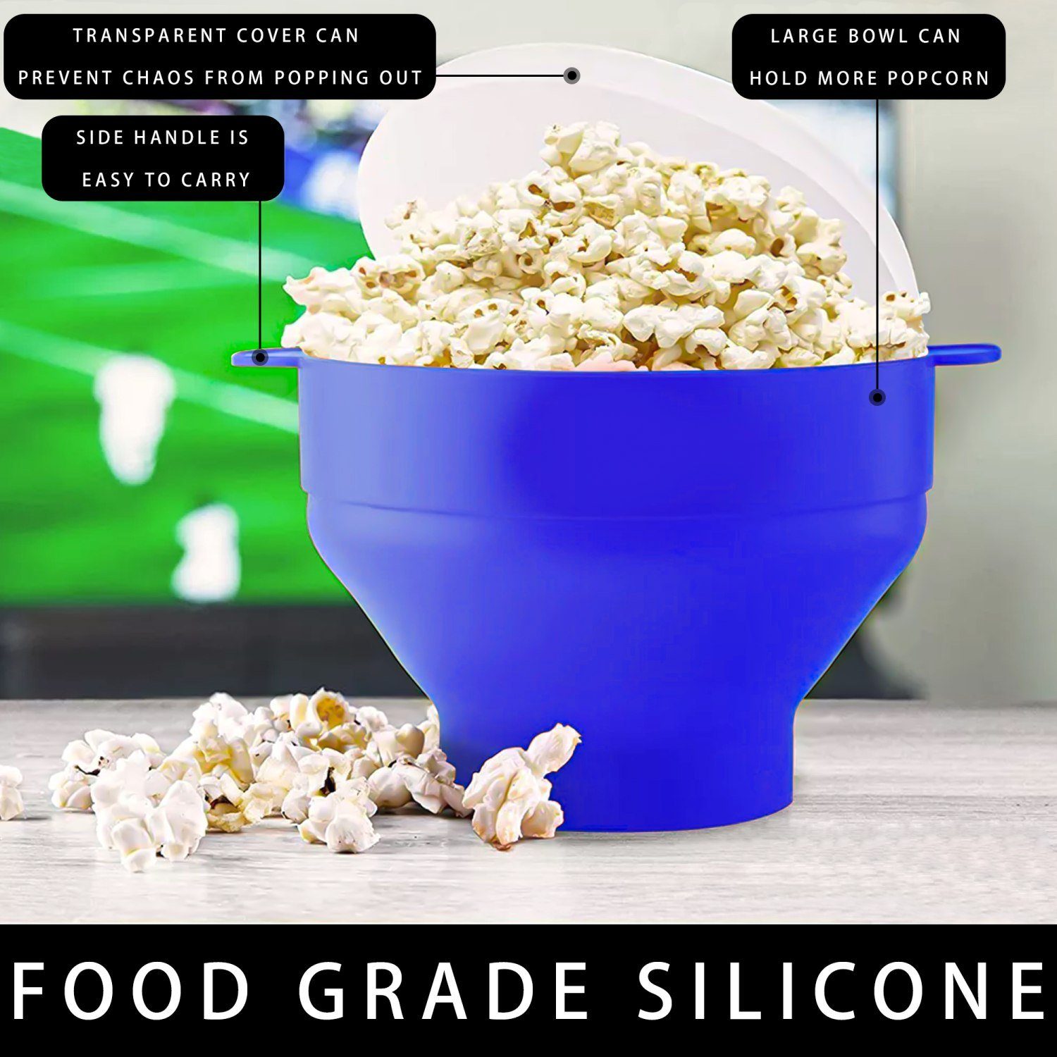 Popcornmaschine, Maker Intirilife Popcorn mit Deckel