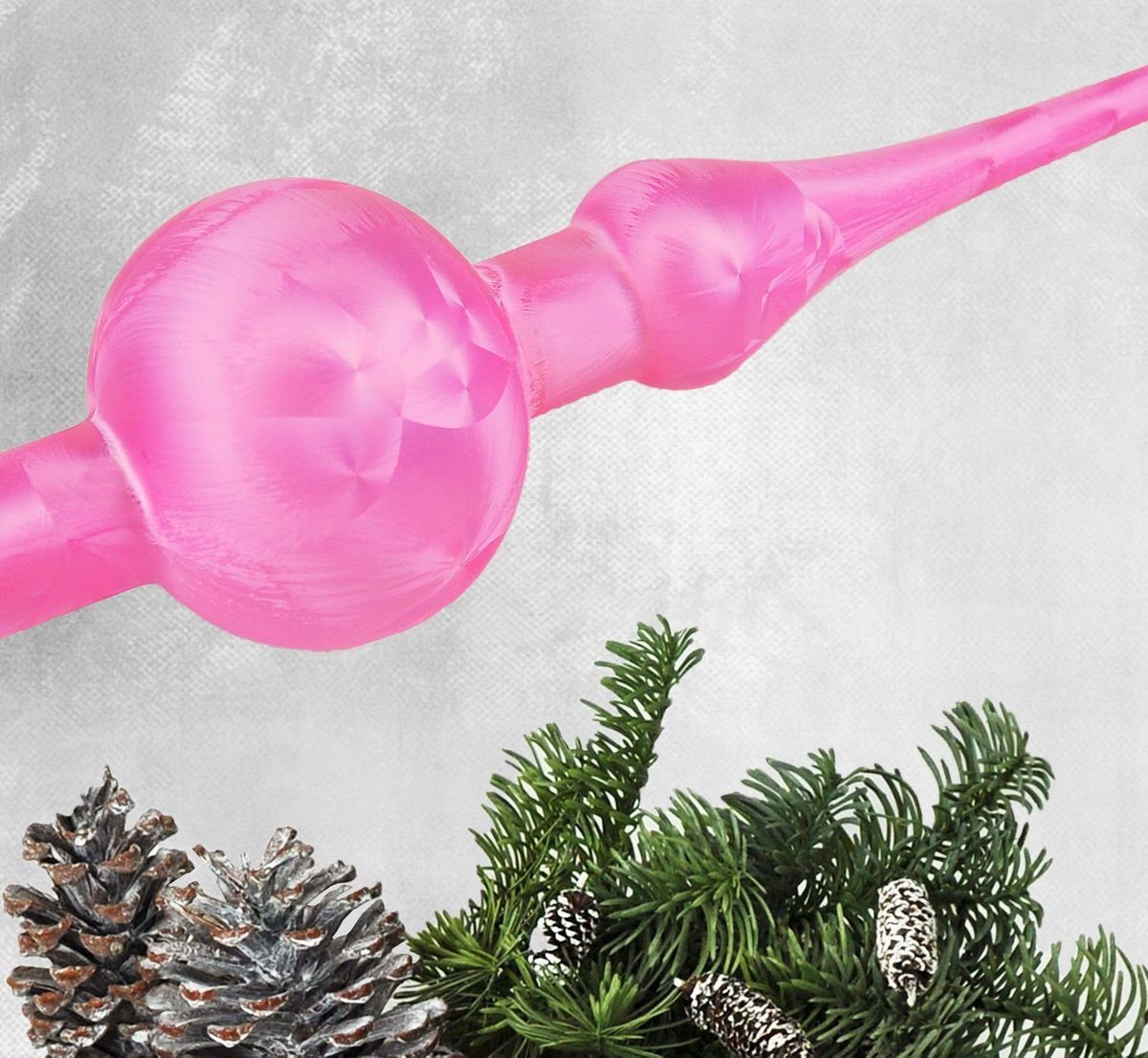 Glas Matt inklusive Mundgeblasen, JACK echt JACK praktischer Weihnachtsbaumspitze Glas, Eislack Eislack Christbaumspitze Spitze Aufbewahrungsbox 28cm Christbaumspitze Pink Glanz