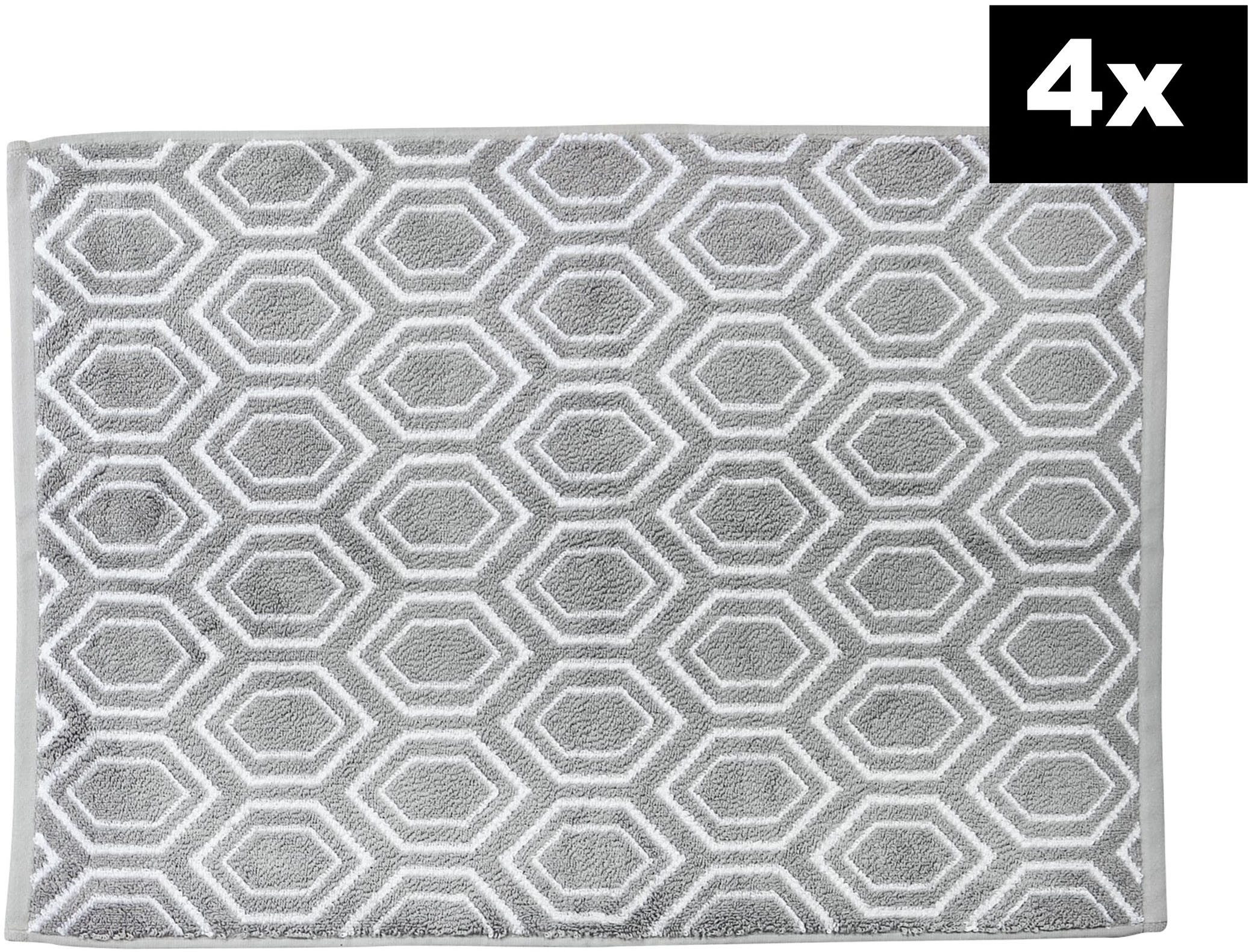 done.® Badematte DAILY SHAPES Ethno 4er-Set, Höhe 5 mm, fußbodenheizungsgeeignet, Baumwolle, rechteckig, Badvorleger aus 100% Baumwolle, Jacquardgewebt