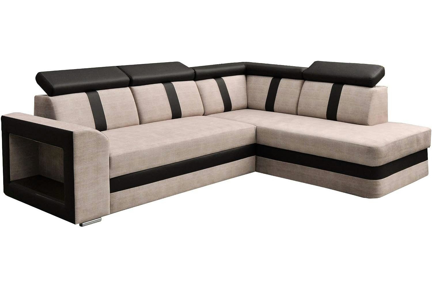 MOEBLO Ecksofa TEXAS, Eckcouch Sofa Eckcouch Verstellbaren Kopfstützen Couch Ottomane L-Form Schlafsofa Bettsofa Polstergarnitur, mit Schlaffunktion und Bettkasten, - (BxHxT): 263x87x93 cm