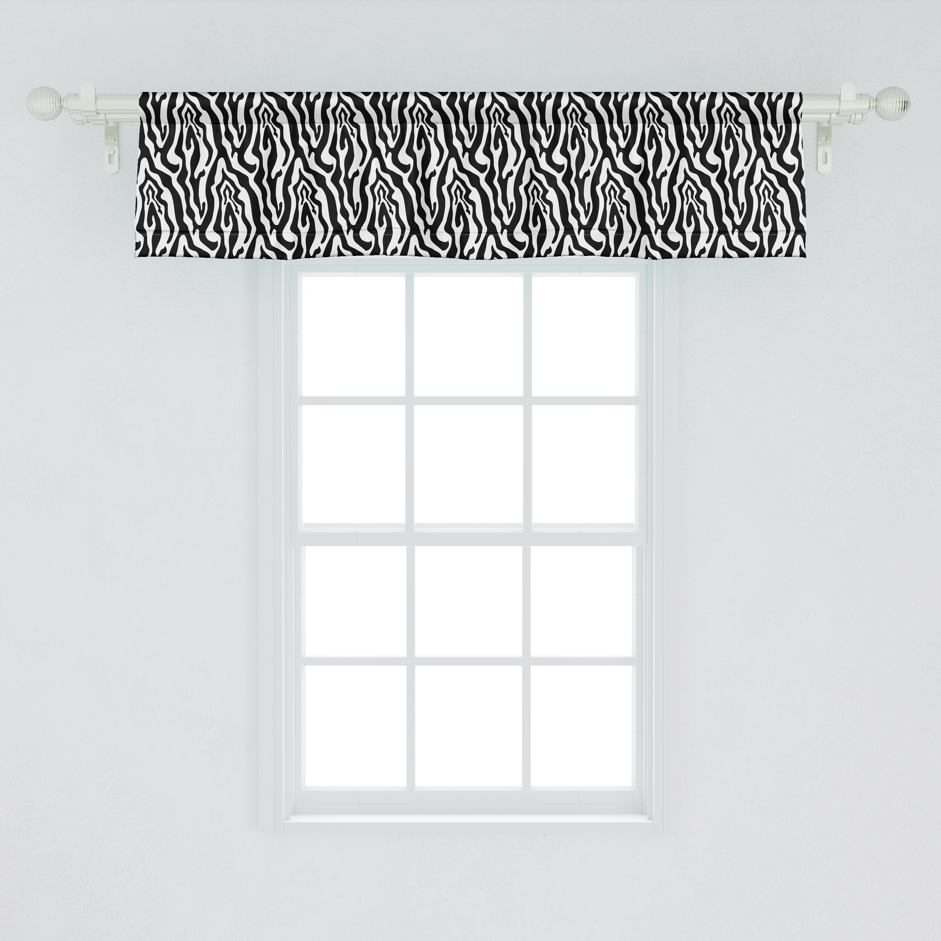 Schlafzimmer Zebra Küche Abstrakt Vorhang Scheibengardine für mit Pferd Monochrome Dekor Microfaser, Stangentasche, Abakuhaus, Volant