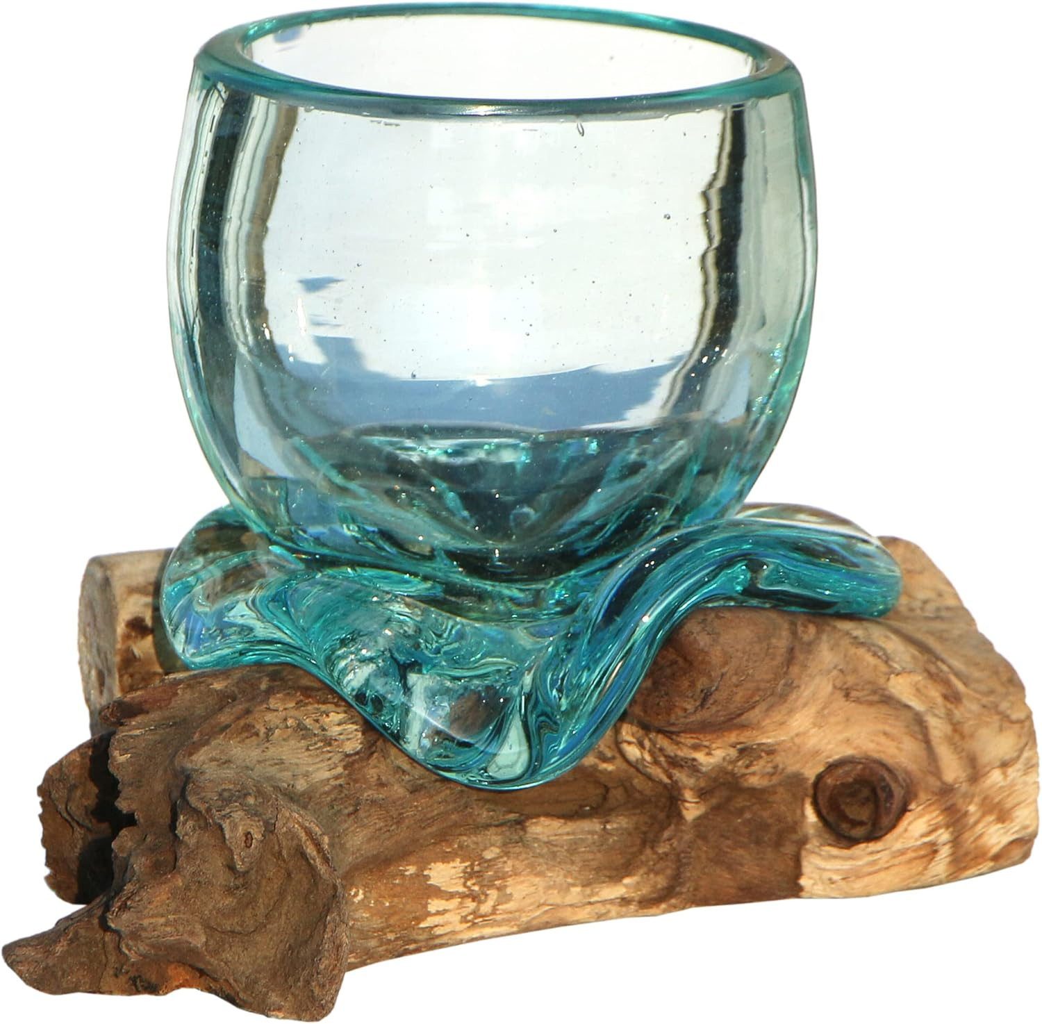 Wogeka Dekovase Glas-Vase Rom auf Wurzelholz günstig online kaufen