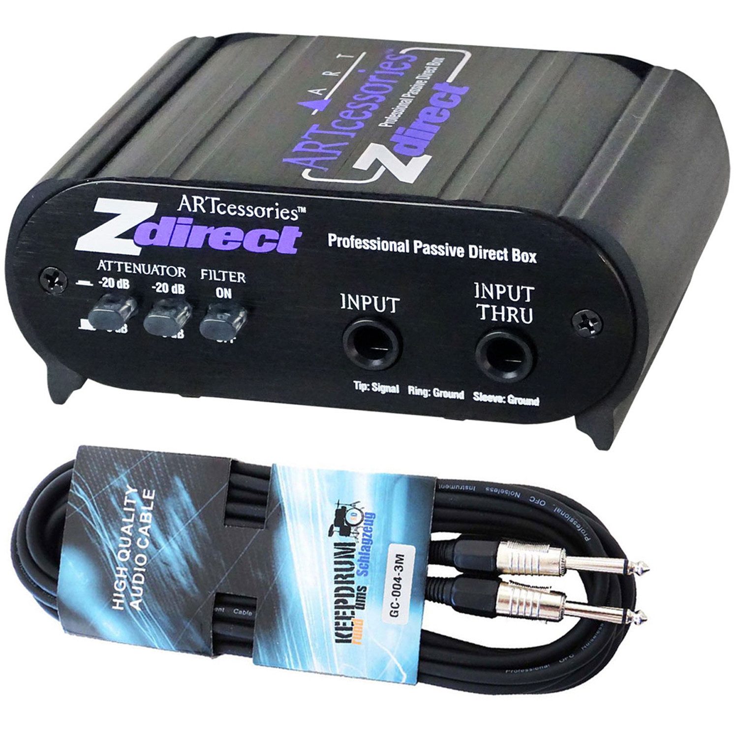 ART Z-Direct passive DI-Box mit Klinkenkabel Digitales Aufnahmegerät