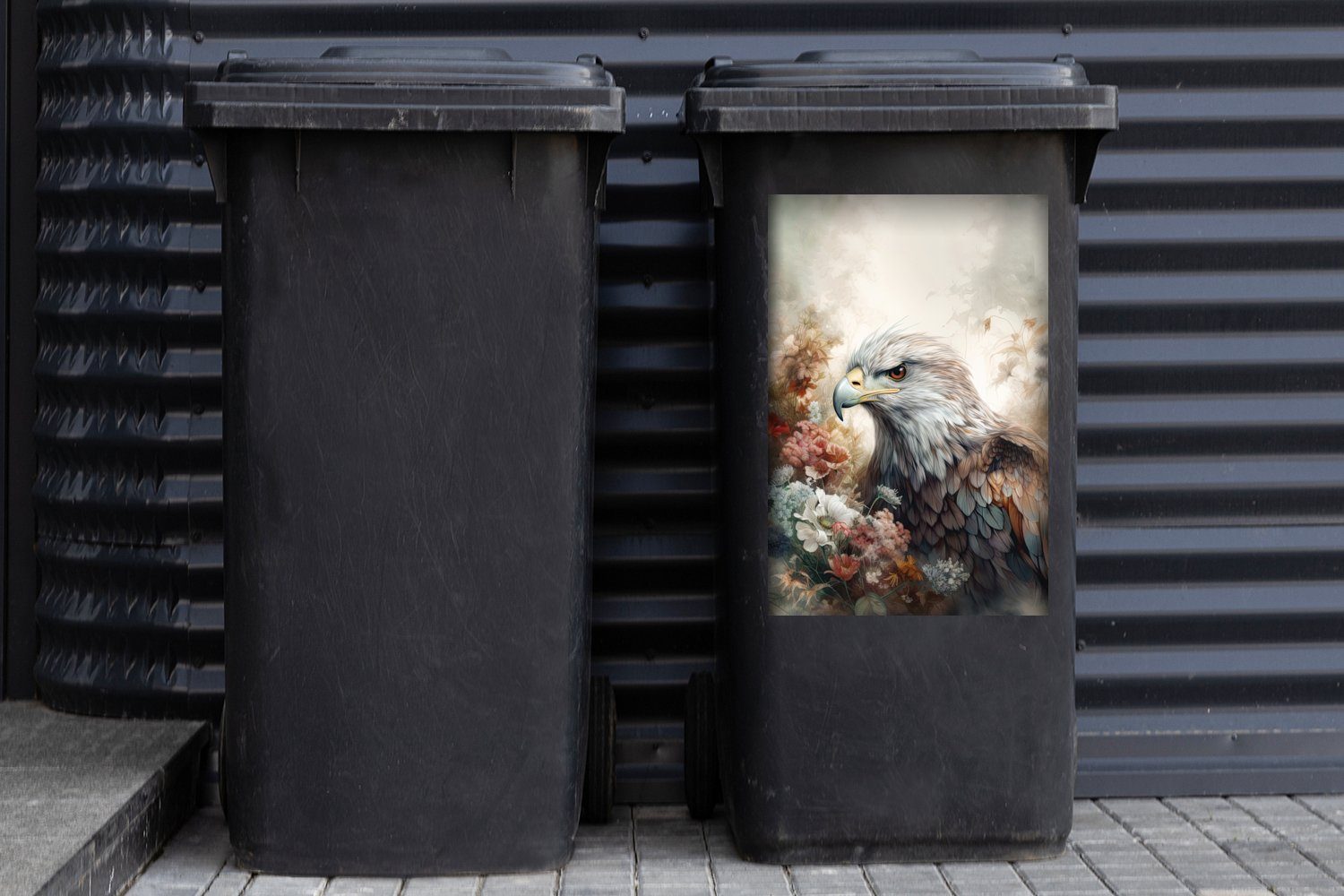 - Mülltonne, Adler MuchoWow - Vogel St), Container, - Natur Sticker, Blumen (1 - Mülleimer-aufkleber, Wandsticker Adler Abfalbehälter