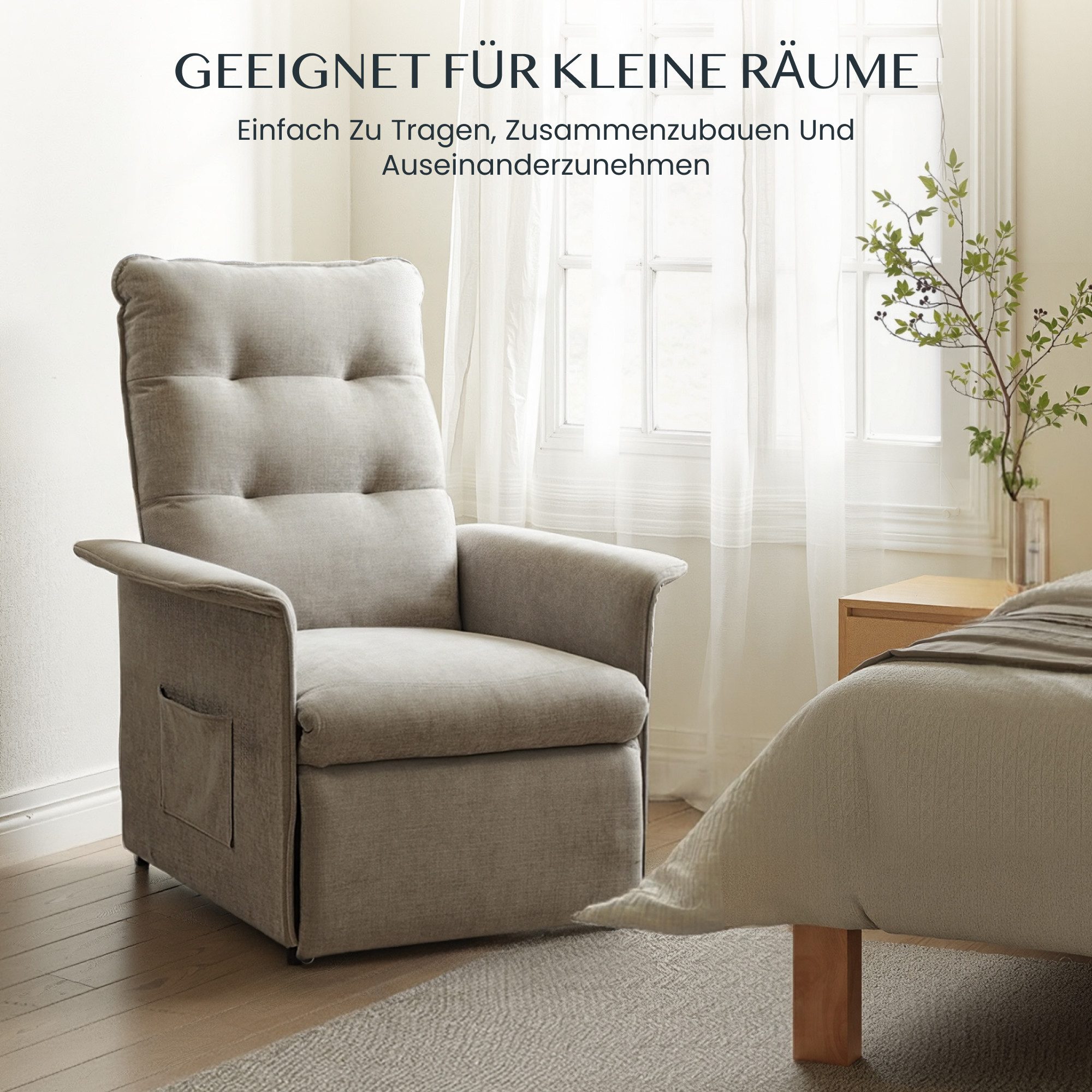 FLEXISPOT Sessel Elektrischer Relaxsessel – Ergonomischer Liegesessel mit Relaxfunktion (leicht zu montieren, kompakt verpackt & einfach zu transportieren), Fernsehsessel, ergonomisch, bis 200 kg belastbar, 105°-155°