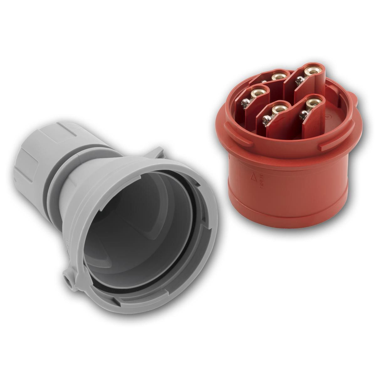 McPower CEE-Stecker CEE Stecker & Kupplung im Set, 16A 415V, IP44, rot