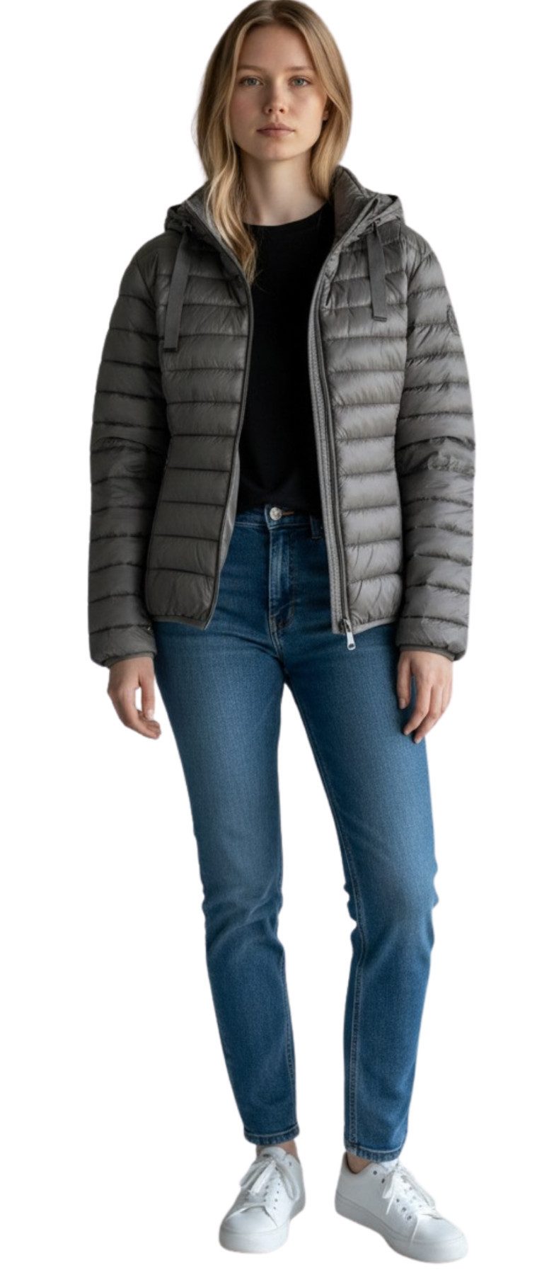 BLUE FLAME Steppjacke 60-282 leichte glänzende Winterjacke abnehmbare Kapuze, seitlich gesmoked