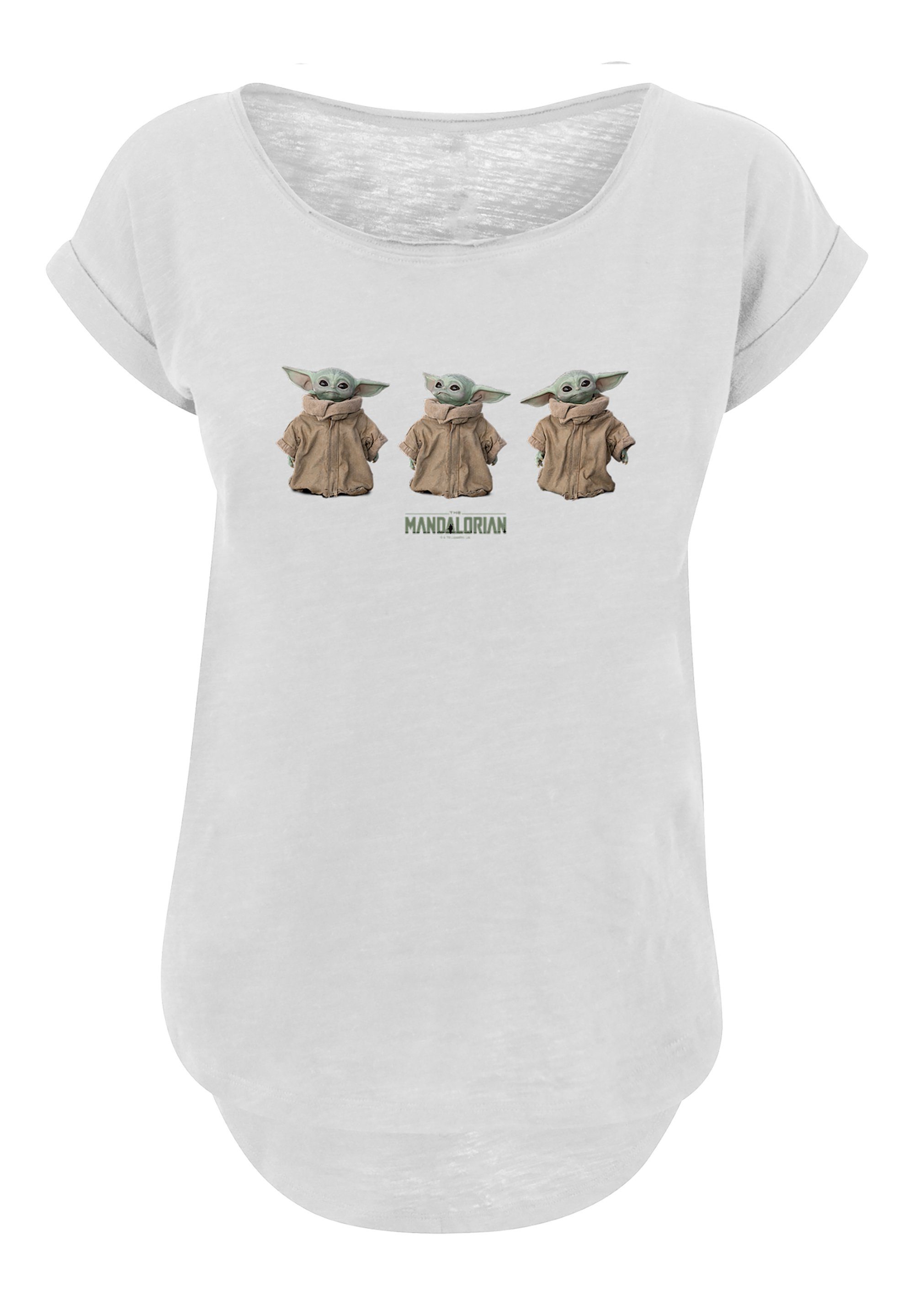 F4NT4STIC T-Shirt Star Wars The Merch Yoda - Mandalorian Baby Fan Merch,Lang,Longshirt,Bedruckt Damen,Premium Premium weiß