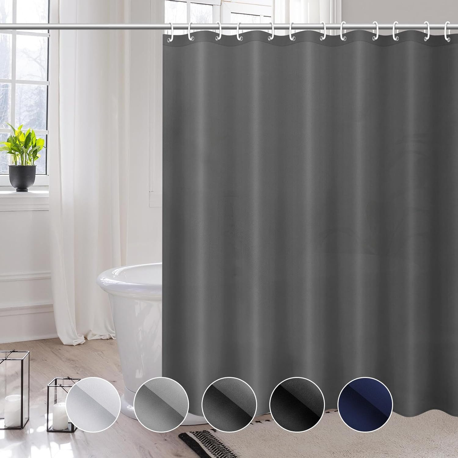 Zyronn Duschvorhang Anti-Schimmel Duschvorhang – Wasserdicht & Waschbar Breite 180 cm (1-tlg), für Badewanne und Dusche – Bild 3 von 5