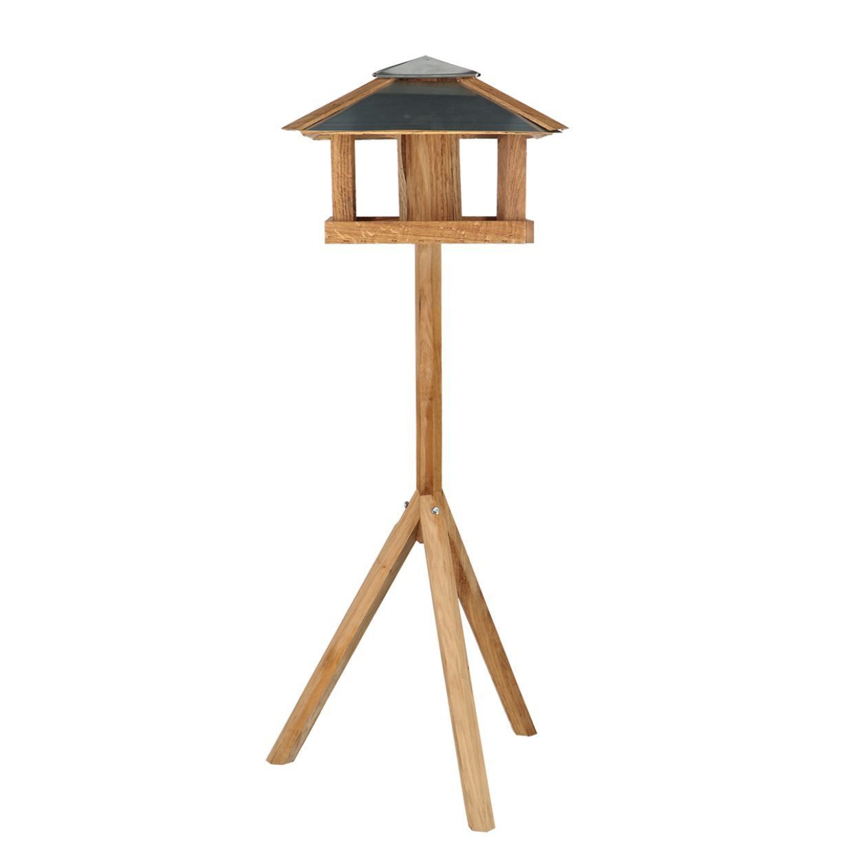 Rivanto Vogelhaus, Futterhaus quadratisch aus Eiche mit Silo, inklusive