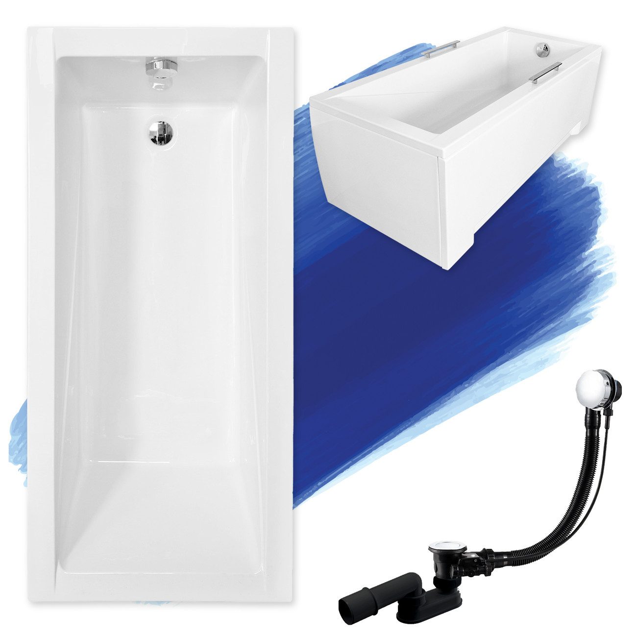 KOLMAN Badewanne Rechteck Modern 170x70, Ablaufgarnitur & Füße GRATIS – Bild 3 von 5