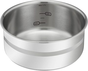 Tefal Pfannen-Set, Edelstahl, 3-teiliges Ingenio Topf-Set, 1 abnehmbarer Griff, 2 Edelstahl-Töpfe