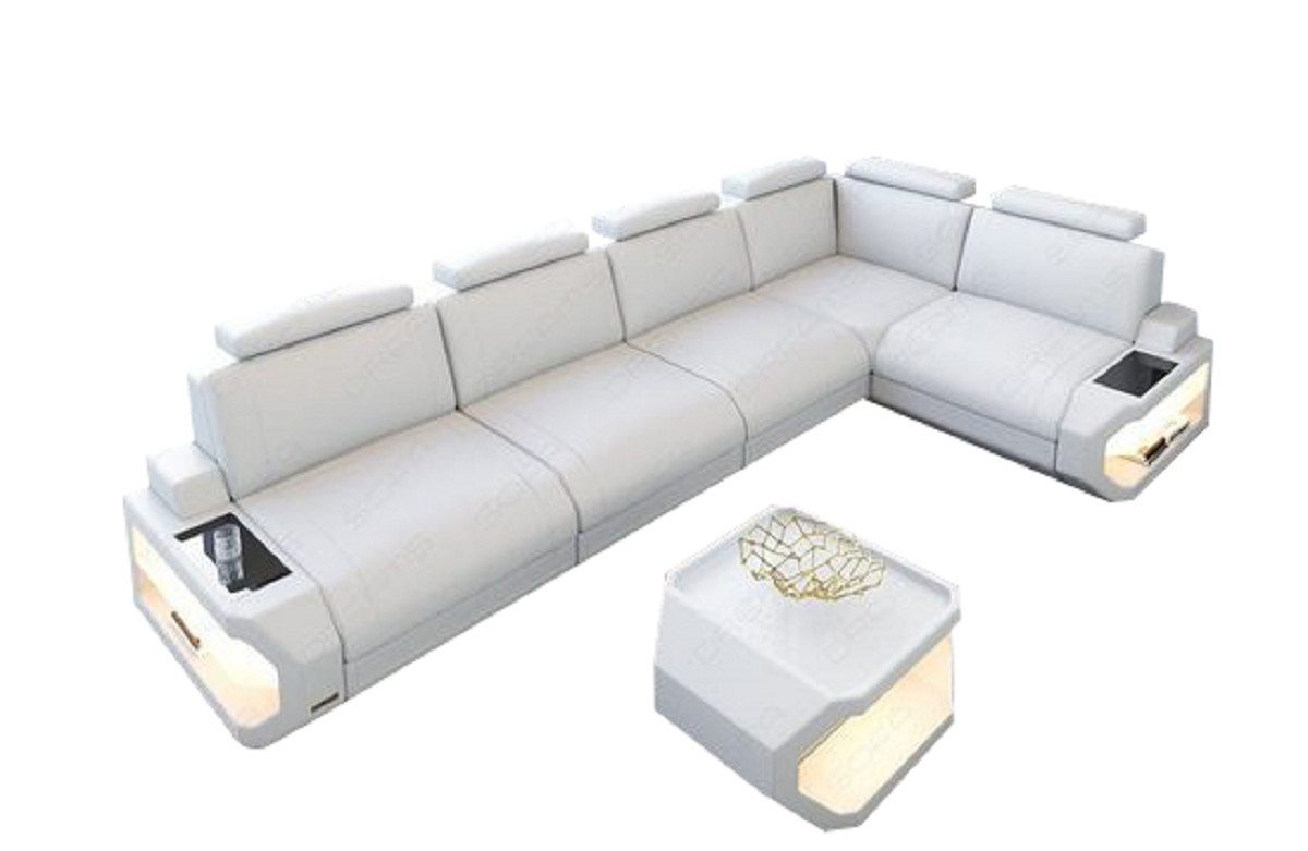 Sofa Dreams Ecksofa Leder Sofa Couch Siena L Form lang Ledercouch, L-Form Ledersofa mit LED-Beleuchtung