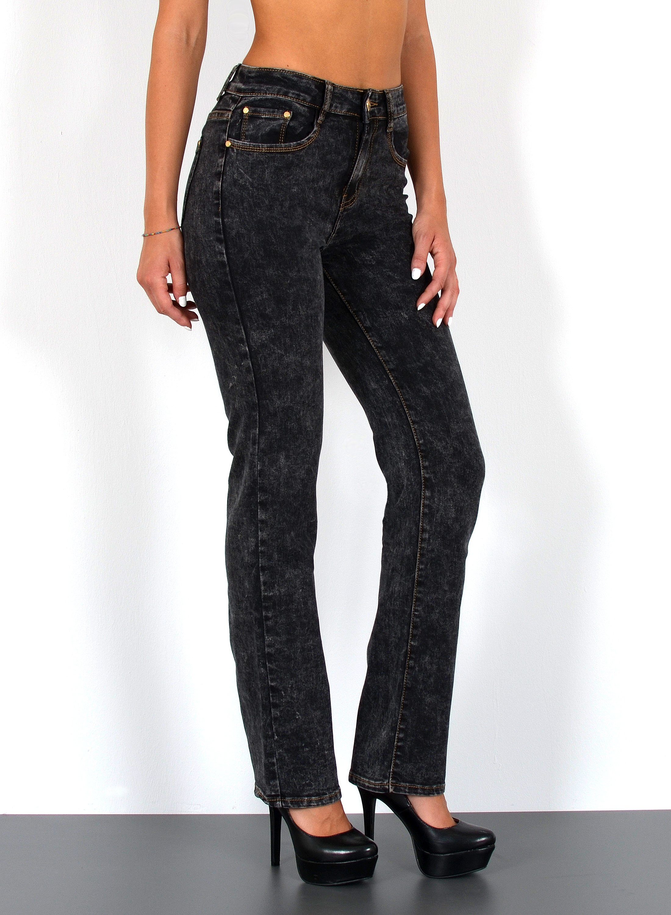 ESRA Straight-Jeans High Waist Damen Jeans Straight Leg Hose Stretch gerade günstig online kaufen