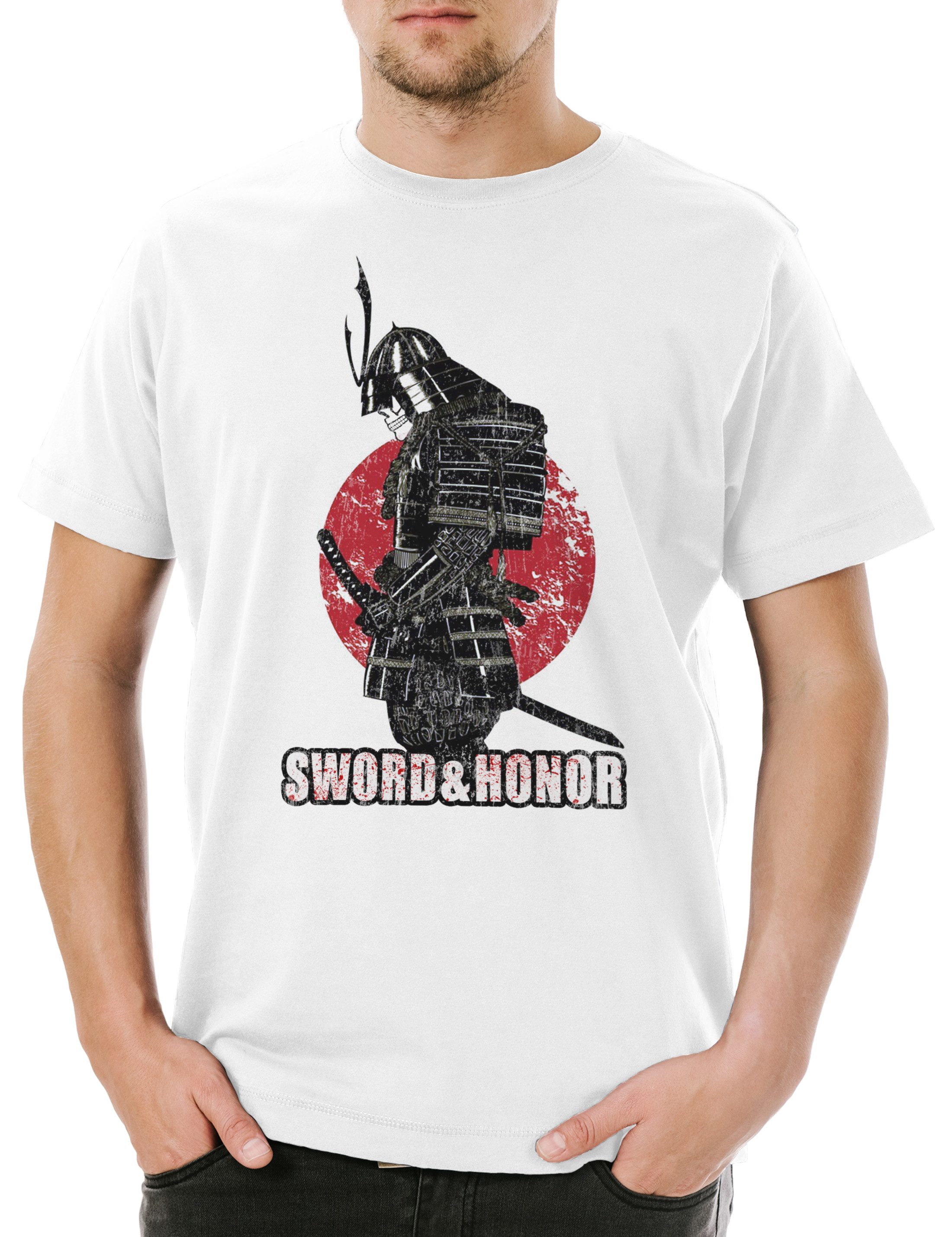 Urban Backwoods Print-Shirt Sword & Honor Herren T-Shirt Skull Skelett Schädel Skeleton Ninja (1-tlg) Bushido Banzai Krieger Rüstung