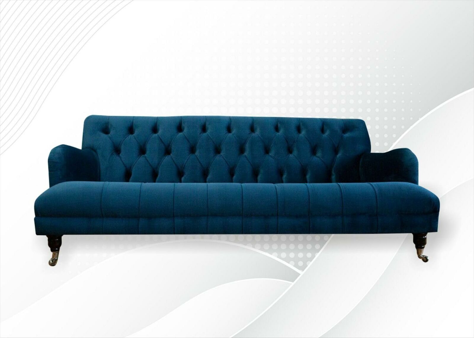 JVmoebel Chesterfield-Sofa, Chesterfield Blau Textil Sofa Design Couchen Polster Sofas Neu Luxus Wohnzimmer