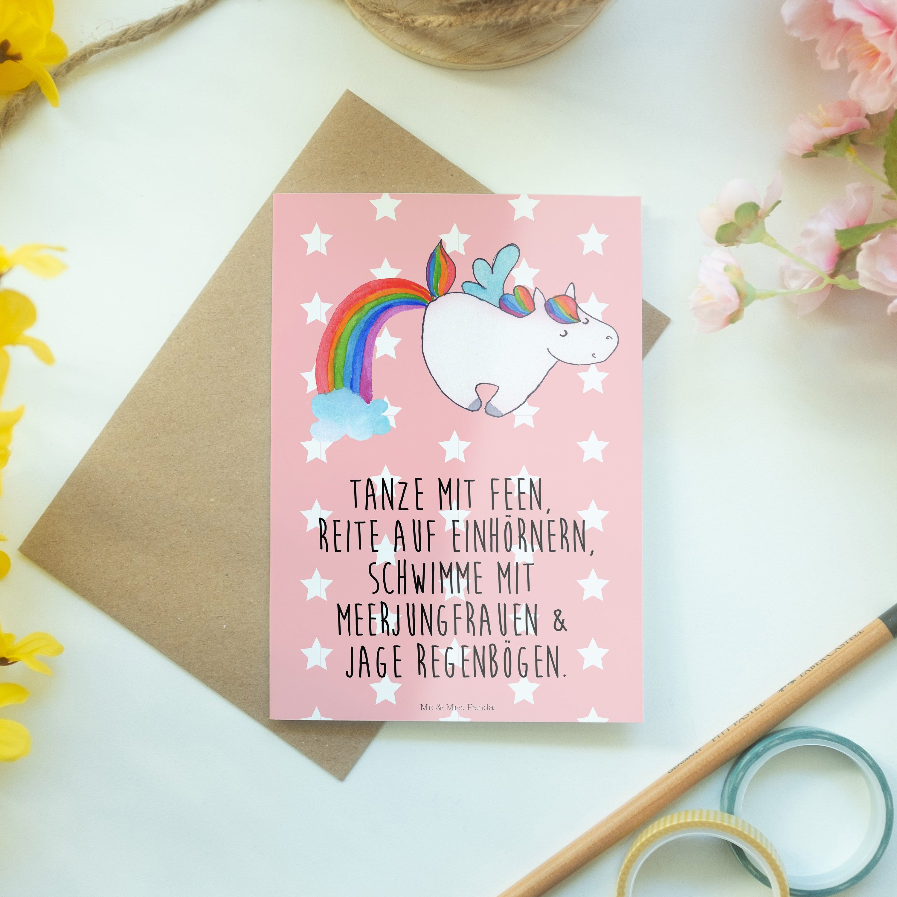 K Panda Mrs. Rot Mr. Einhorn Geschenk, Erwachsenwerden, & Pastell - Unicorn, Grußkarte Pegasus -