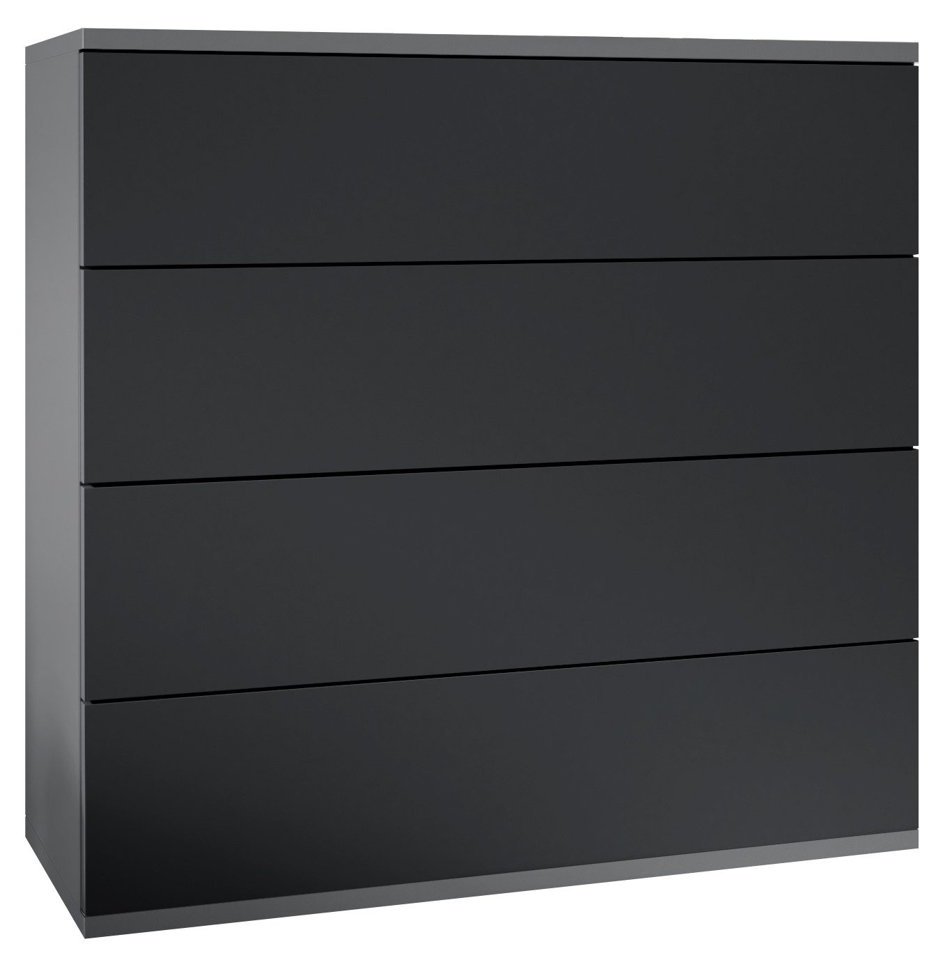 Vladon Kommode Pavos V3 (Sideboard hängend, mit 4 Schubladen), Anthrazit matt/Schwarz matt (76 x 76 x 35 cm)