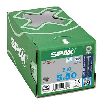 SPAX Spanplattenschraube Edelstahlschraube, (Edelstahl A2, 200 St), 5x50 mm