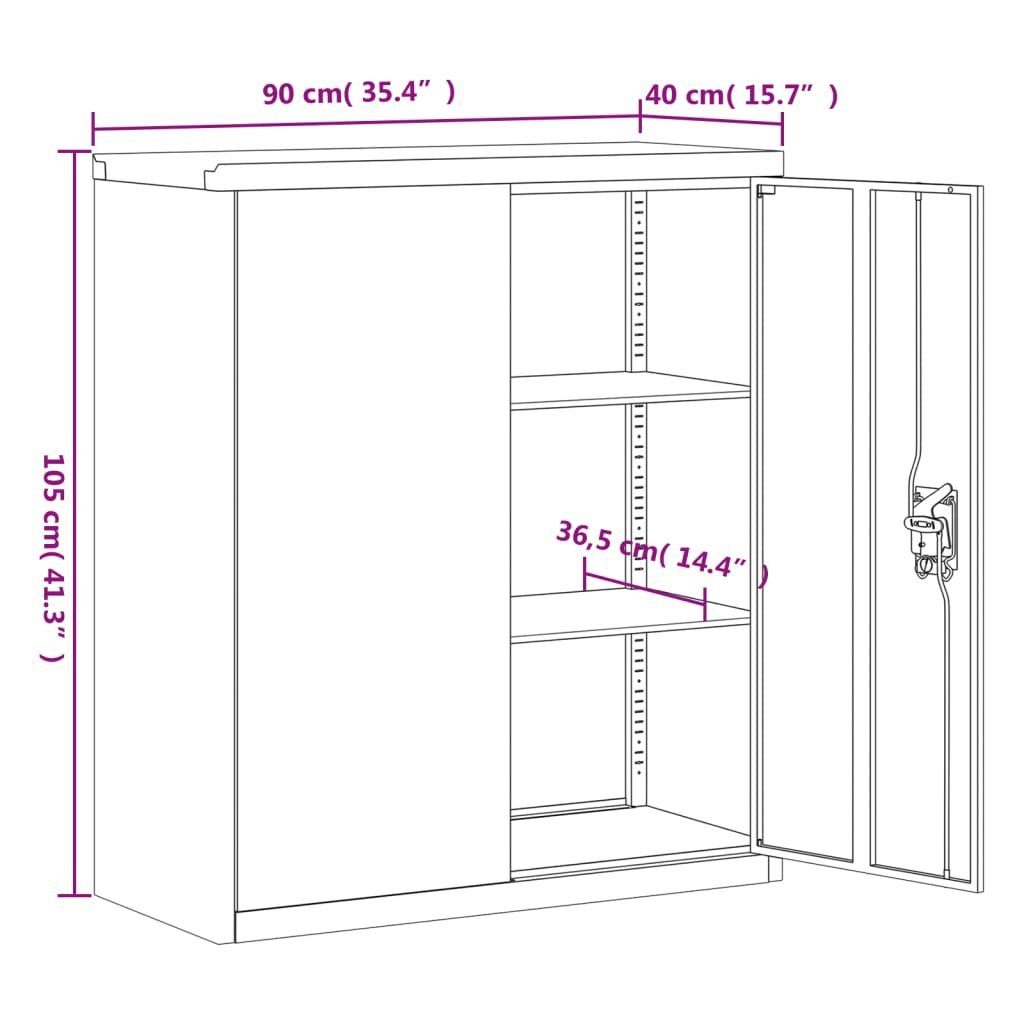 furnicato Aktenschrank Anthrazit 90x40x105 cm Stahl