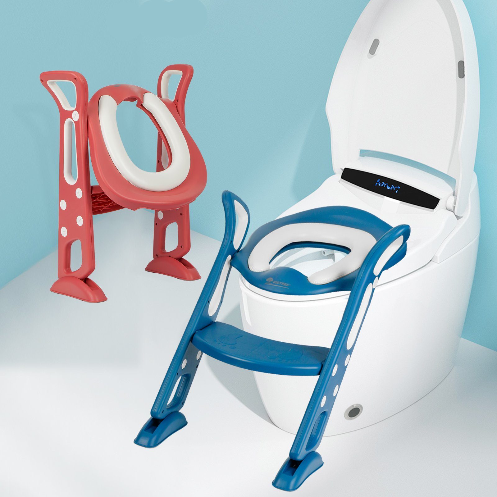Baby Unisex Kinder WC Toilette Töpfchen Toilettentrainer Toilettensitz Hellblau 