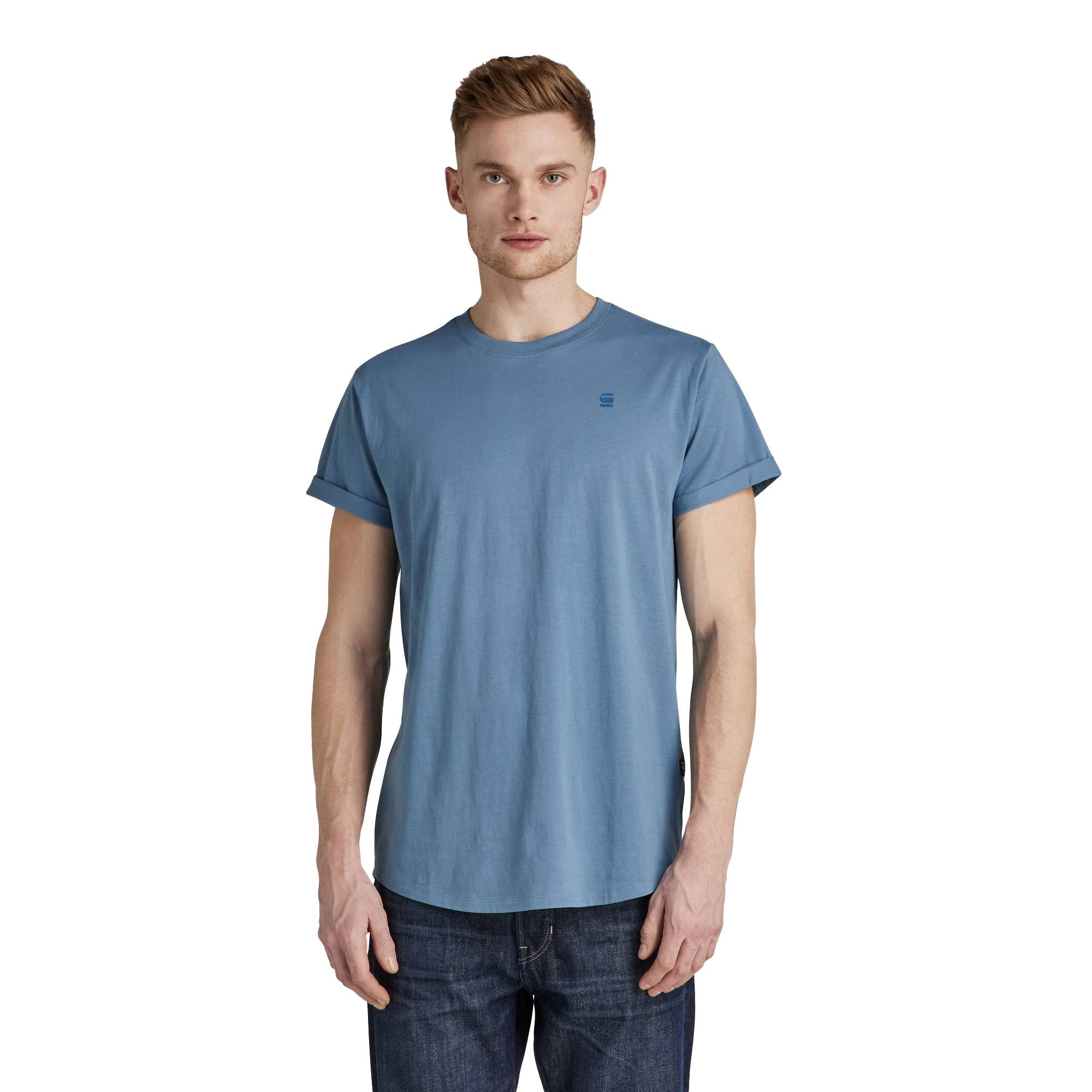 T-Shirt Herren Cotton Rundhals, T-Shirt G-Star Hellblau - Lash, RAW Organic