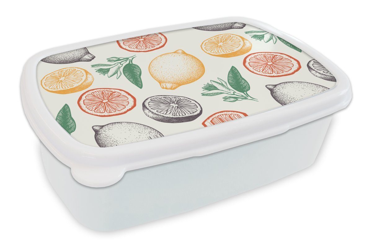 und Muster, Jungs Brotbox - Mädchen - Küche und Vintage (2-tlg), Brotdose, Erwachsene, Kinder für - weiß Lunchbox Obst für Kunststoff, MuchoWow