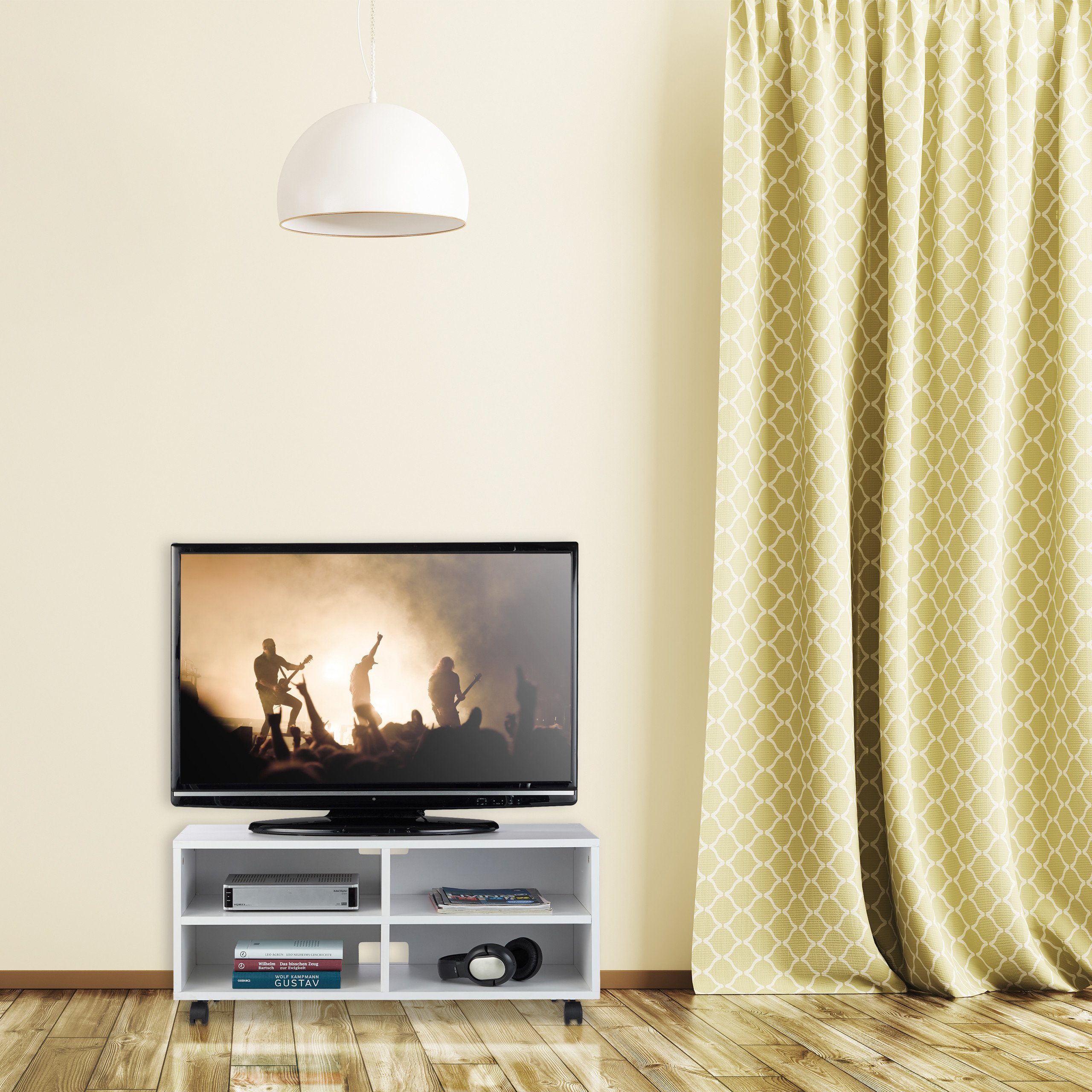 relaxdays TV-Board mit 4 Fächern rollbar günstig online kaufen