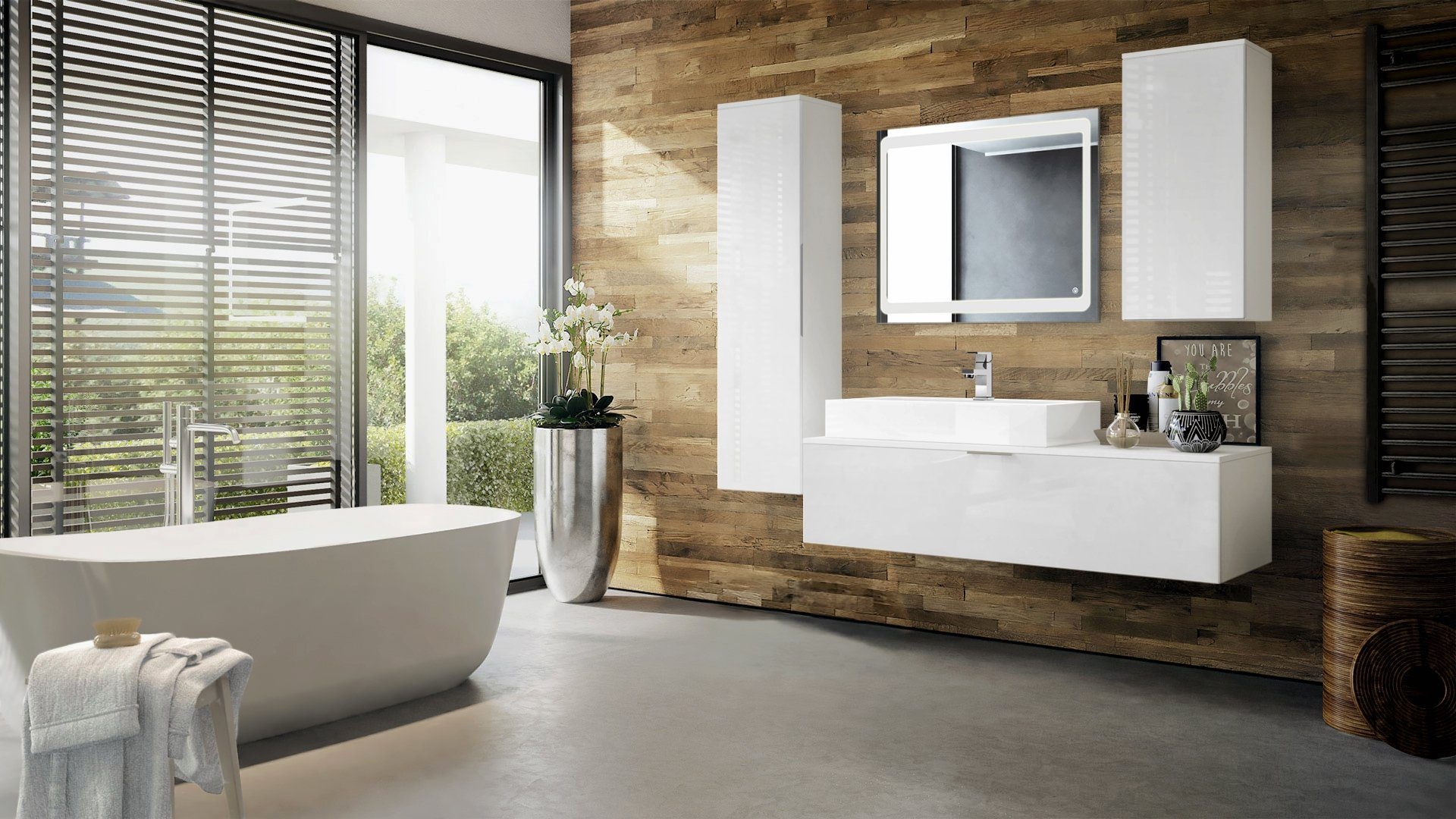 Vladon Badmöbel-Set Beach, (Badezimmer-Set mit 2 Hochschränken, 1 Unterschr günstig online kaufen